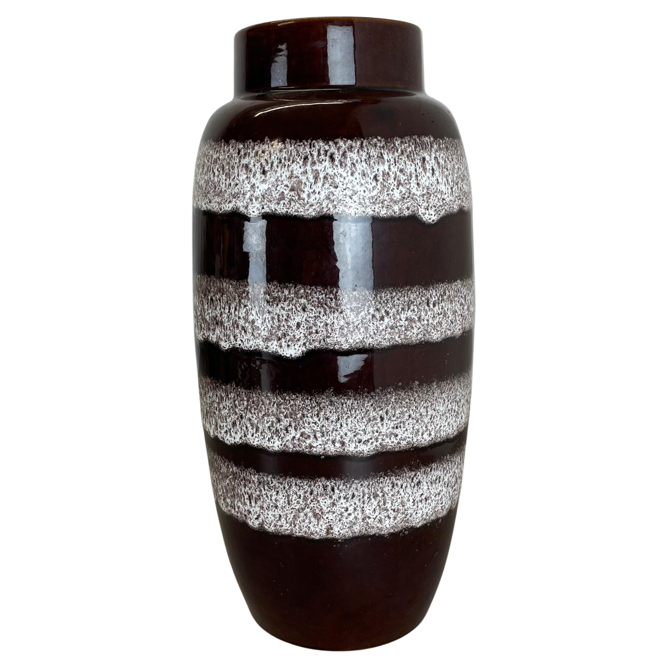 Large 39cm Pottery Fat Lava "white-rings" Floor Vase Made by Scheurich, 1970s For Sale