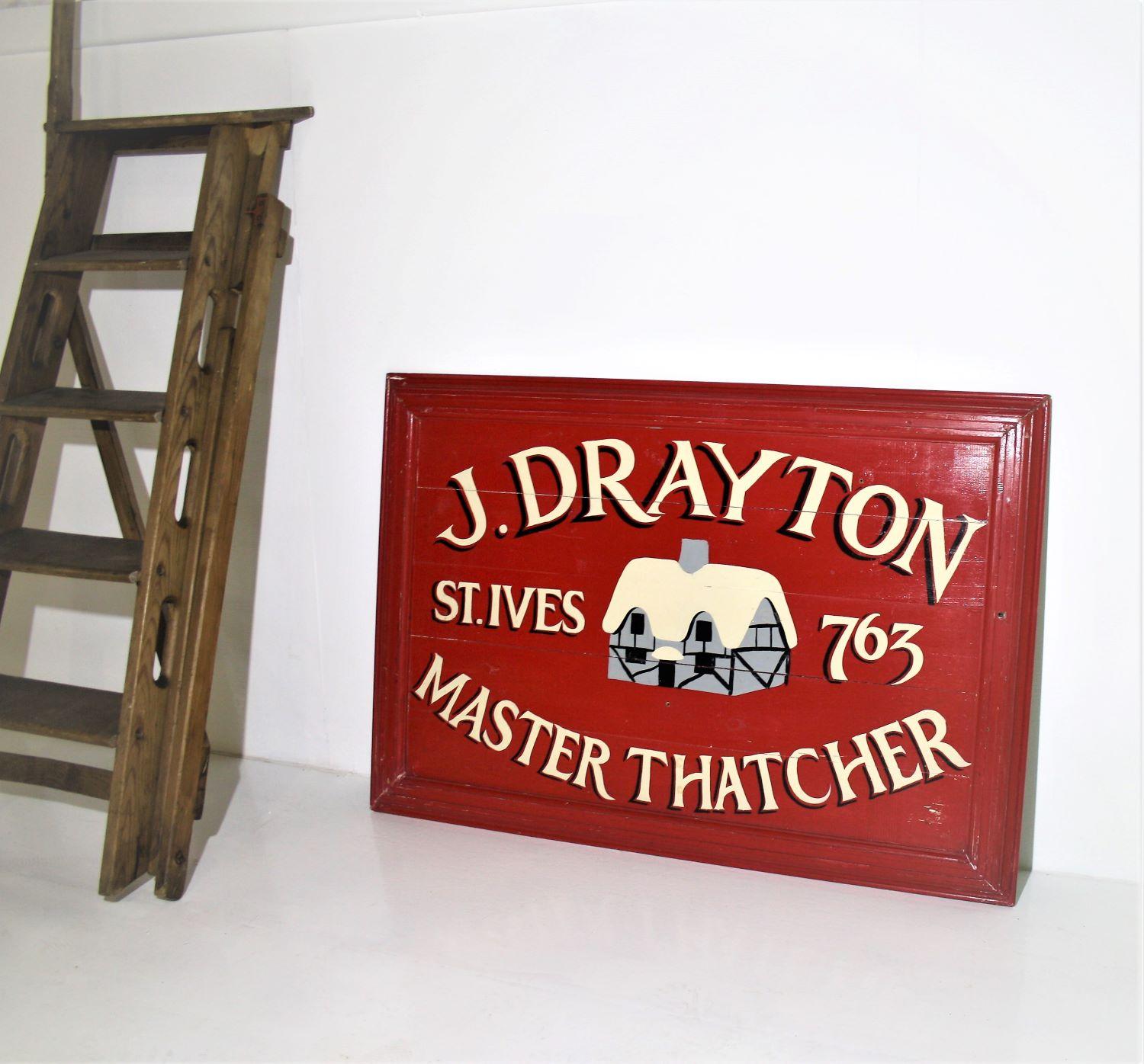Großes altes, handbemaltes Holzschild für J.Drayton St. Ives Cornwall, England (Volkskunst) im Angebot