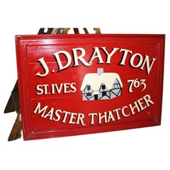 Large Old Hand Painted Wooden Sign for J.Drayton St Ives Cornwall England