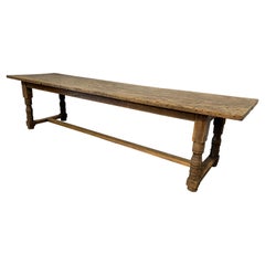 Grande table de salle à manger de style réfectoire français 3M du 18e siècle