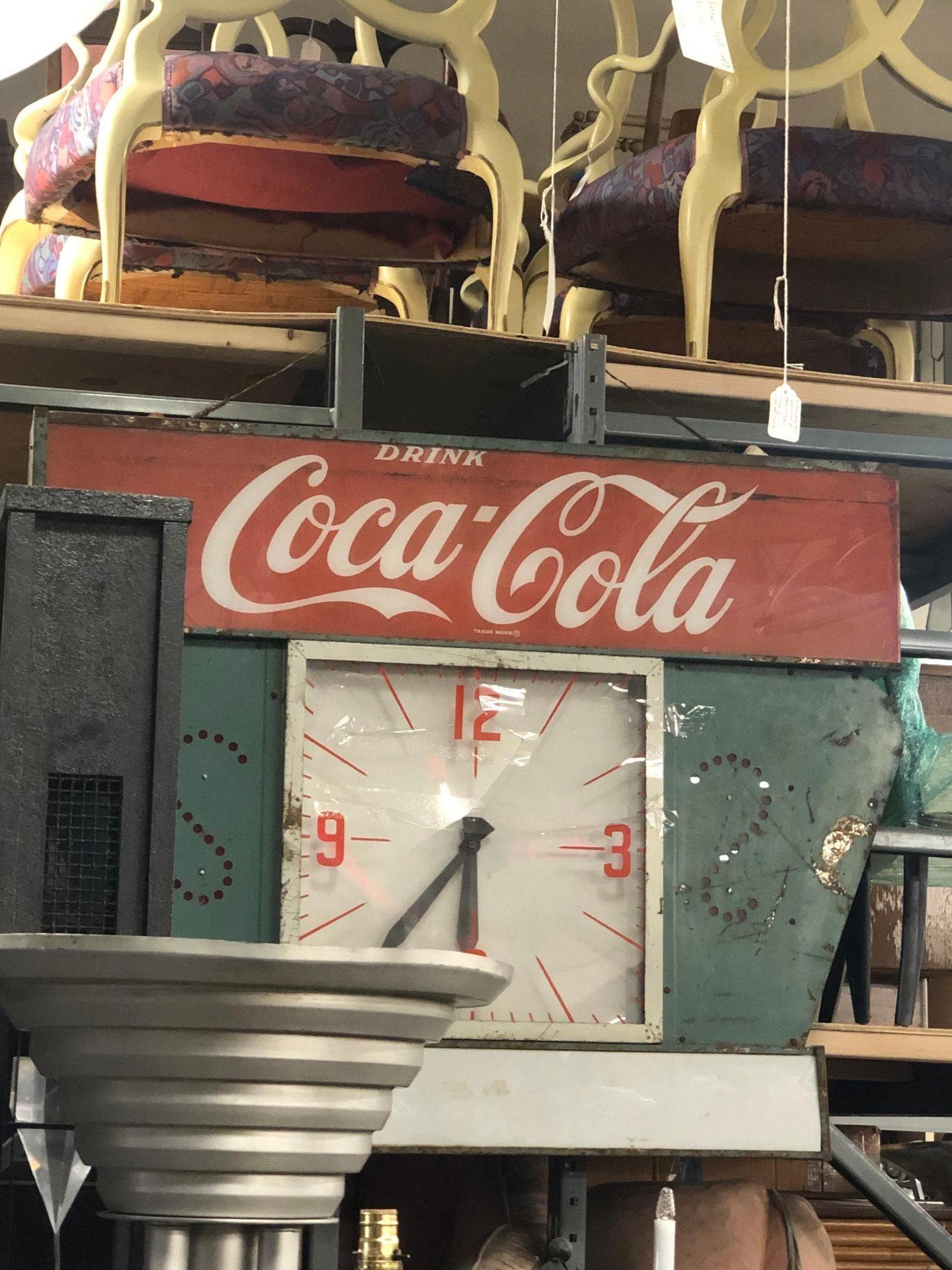Große Coca-Cola-Marquee-Uhr mit 4 Fuß aus Stahl, um 1960 im Zustand „Hervorragend“ im Angebot in Van Nuys, CA