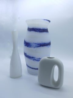 '5.5kgs' Murano Satinato Floor Vase with Blue 'Ribbon' Design