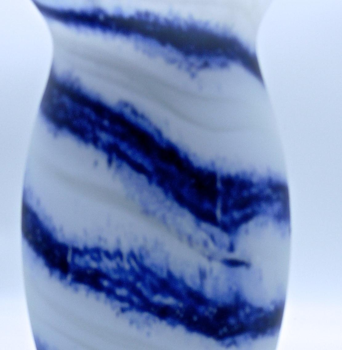 Italian '5.5kgs' Murano Satinato Floor Vase with Blue 'Ribbon' Design For Sale