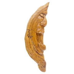 Large 40" Tall Carved Lacquered Solid Teak Moon Face Wall Hanging Sculpture NICE