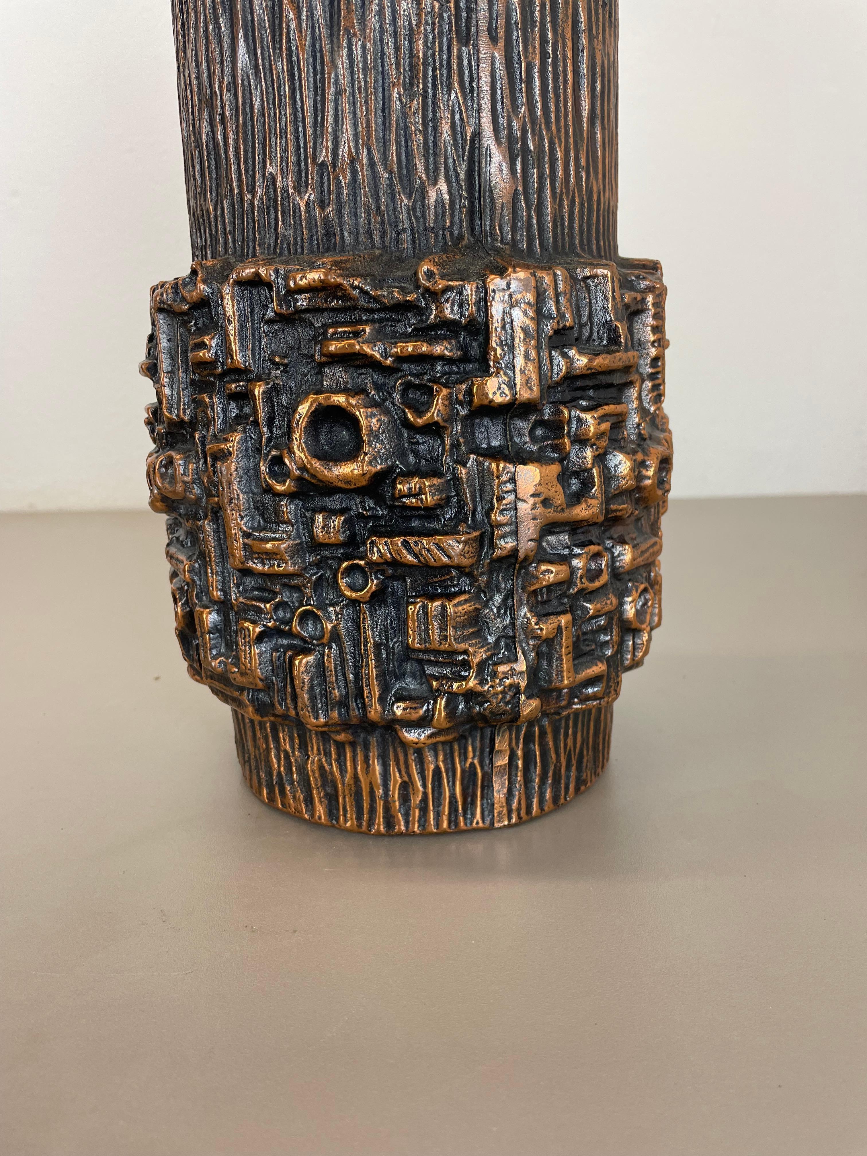 Large 40cm 6.7kg Modernist Sculptural Brutalist metal Vase, Germany, 1970s For Sale 4