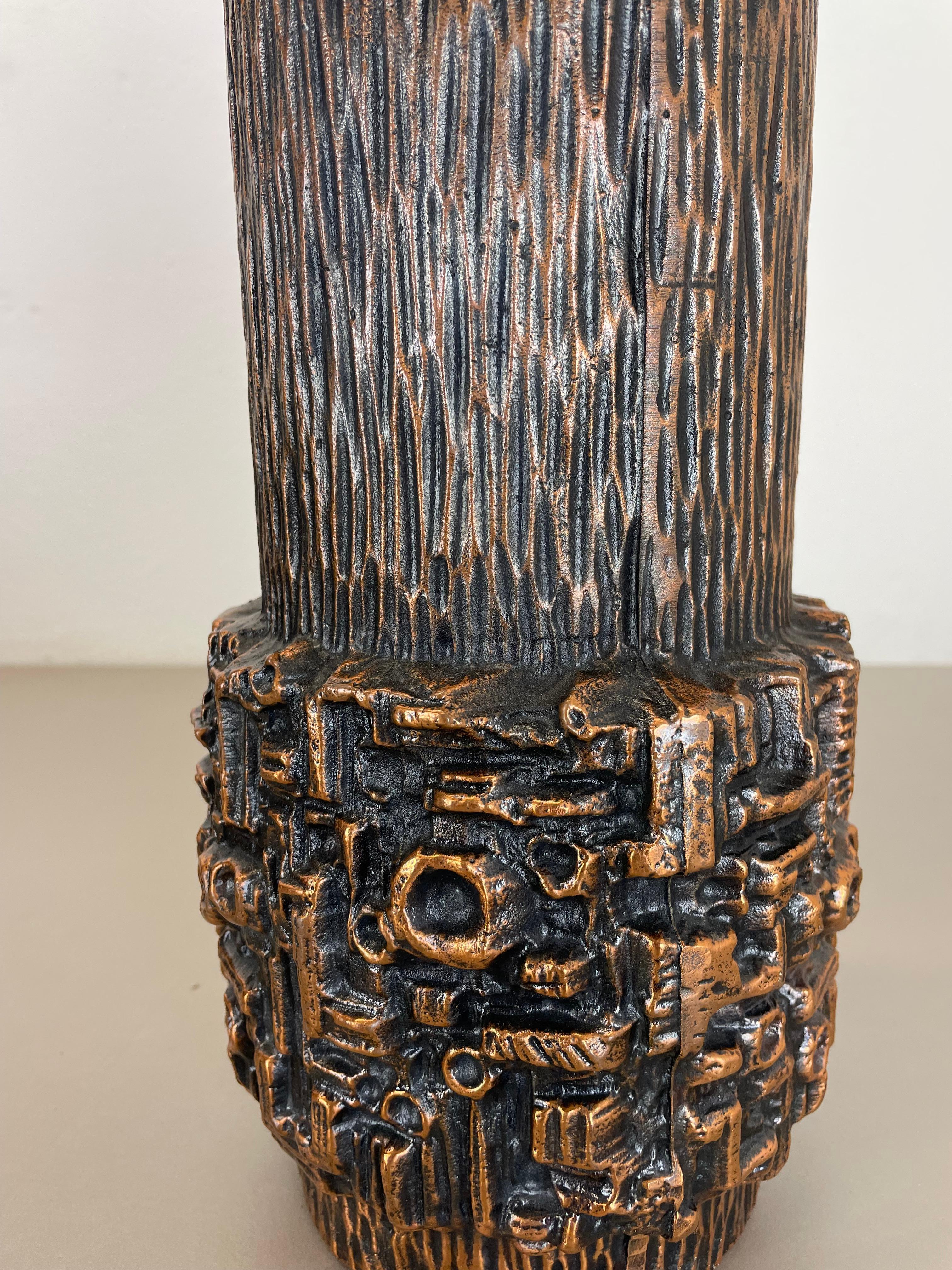Large 40cm 6.7kg Modernist Sculptural Brutalist metal Vase, Germany, 1970s For Sale 5