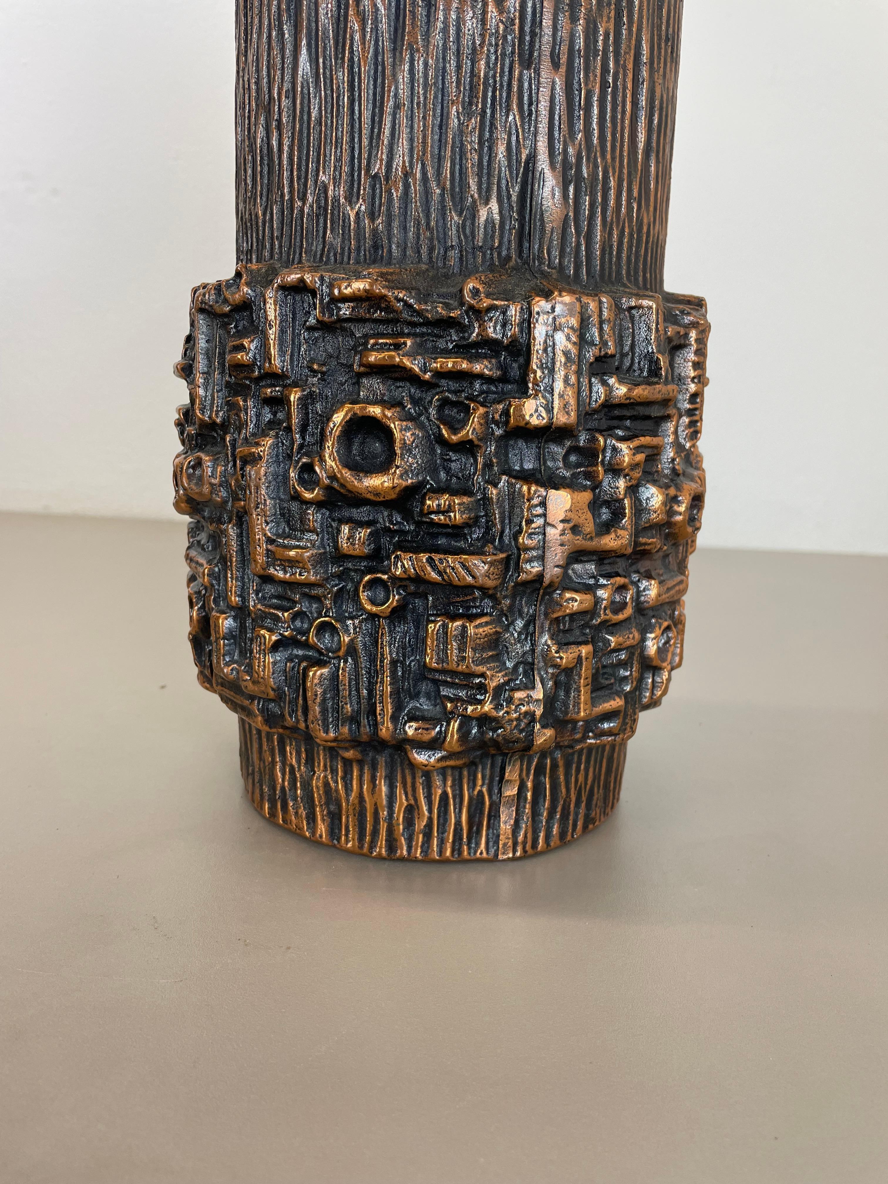 Large 40cm 6.7kg Modernist Sculptural Brutalist metal Vase, Germany, 1970s For Sale 7