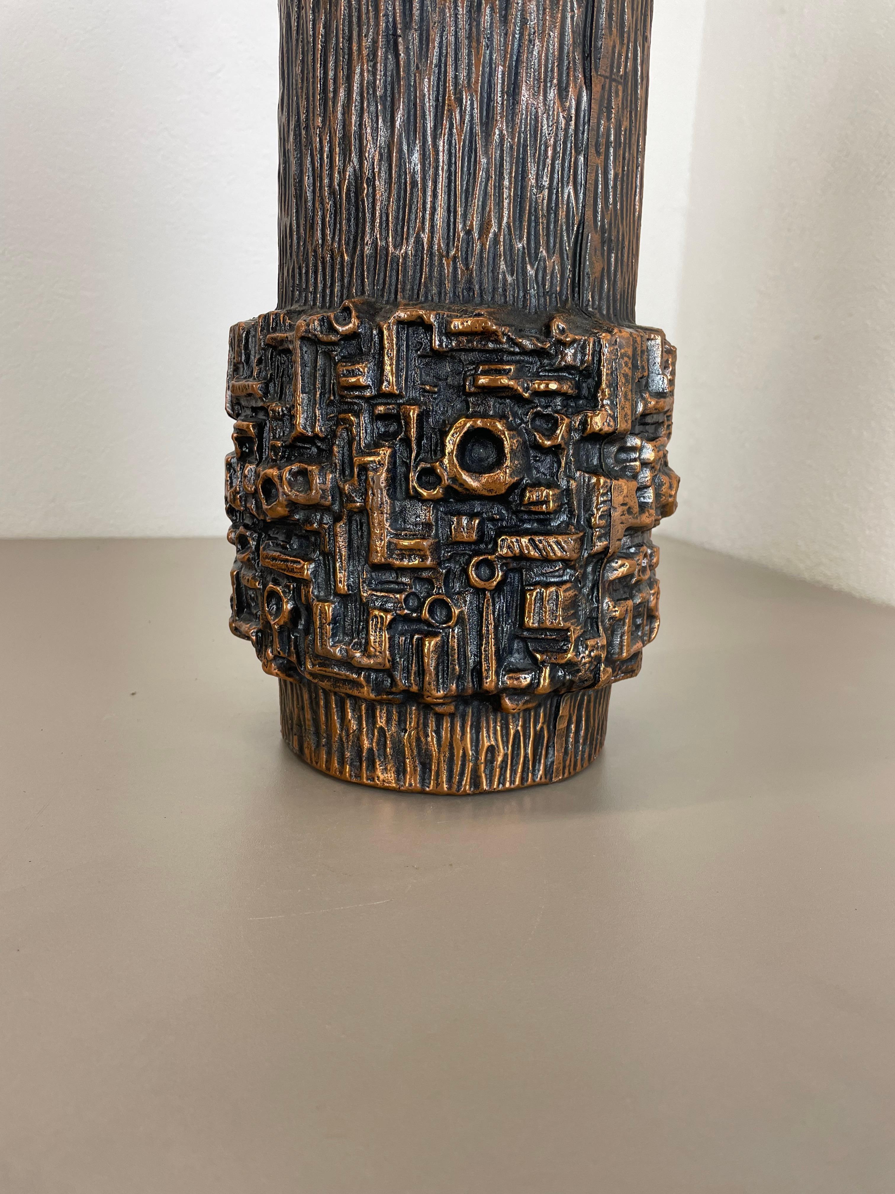 Large 40cm 6.7kg Modernist Sculptural Brutalist metal Vase, Germany, 1970s For Sale 8