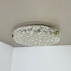 Large 40cm Murano Ice Glass Flushmount Wall Light by Hillebrand Leuchten, 1970s