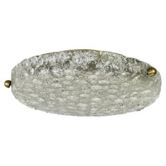Large 40cm Murano Ice Glass Flushmount Wall Light by Hillebrand Leuchten, 1970s