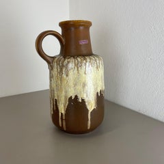 Large Pottery Fat Lava Multi Color Floor Vase Made by Scheurich, 1970s