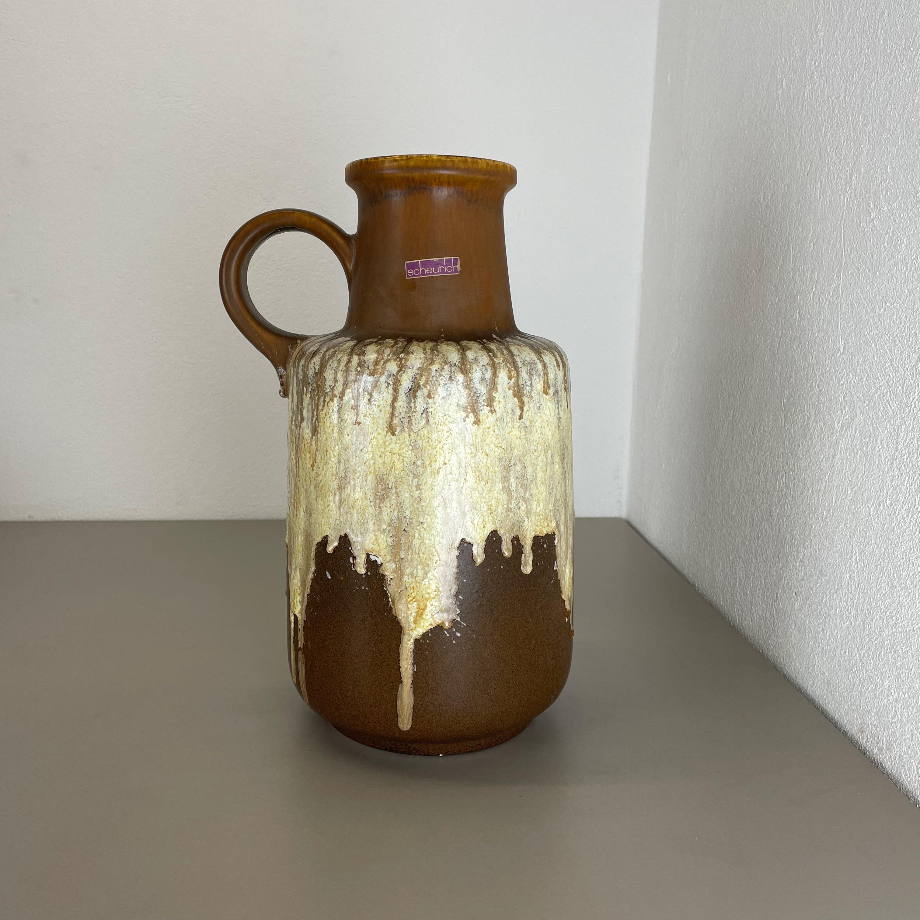 Mid-Century Modern Large Pottery Fat Lava Multi Color Floor Vase Made by Scheurich, 1970s For Sale