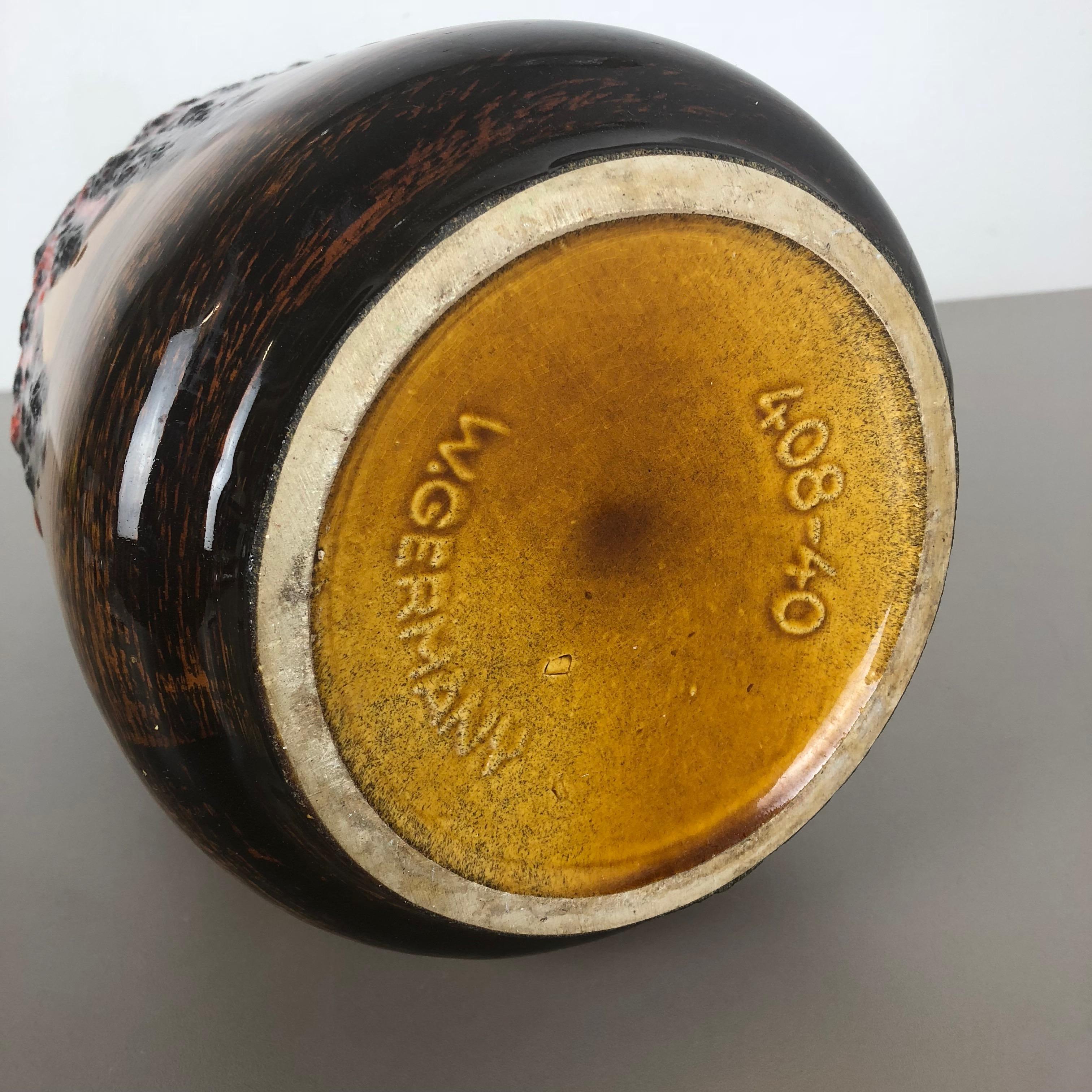 Large Pottery Super Multi-Color Fat Lava Vase Scheurich WGP, 1970s For Sale 13