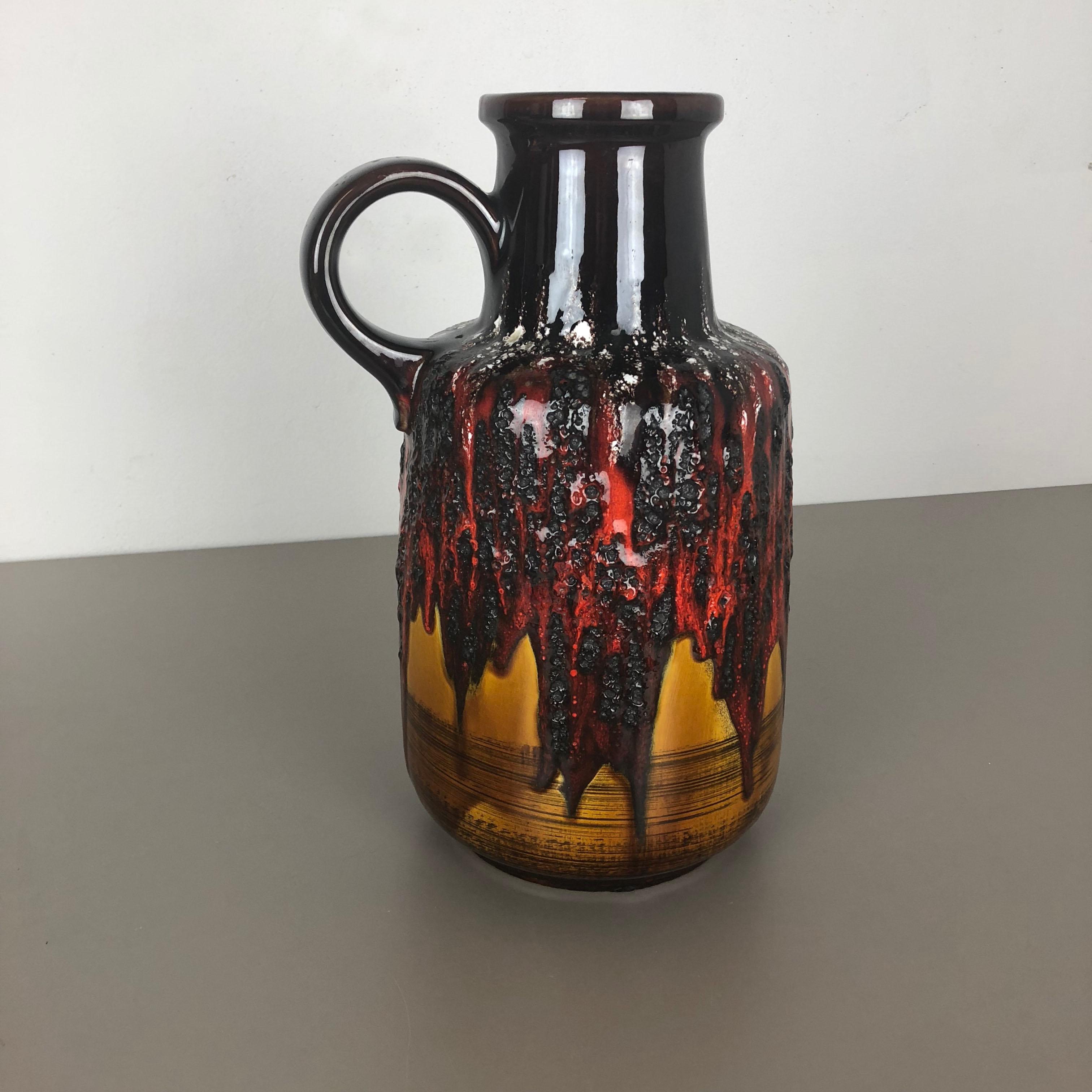 Große große Keramik-Vase Super Multi-Color Fett Lava Scheurich WGP, 1970er Jahre (Moderne der Mitte des Jahrhunderts) im Angebot