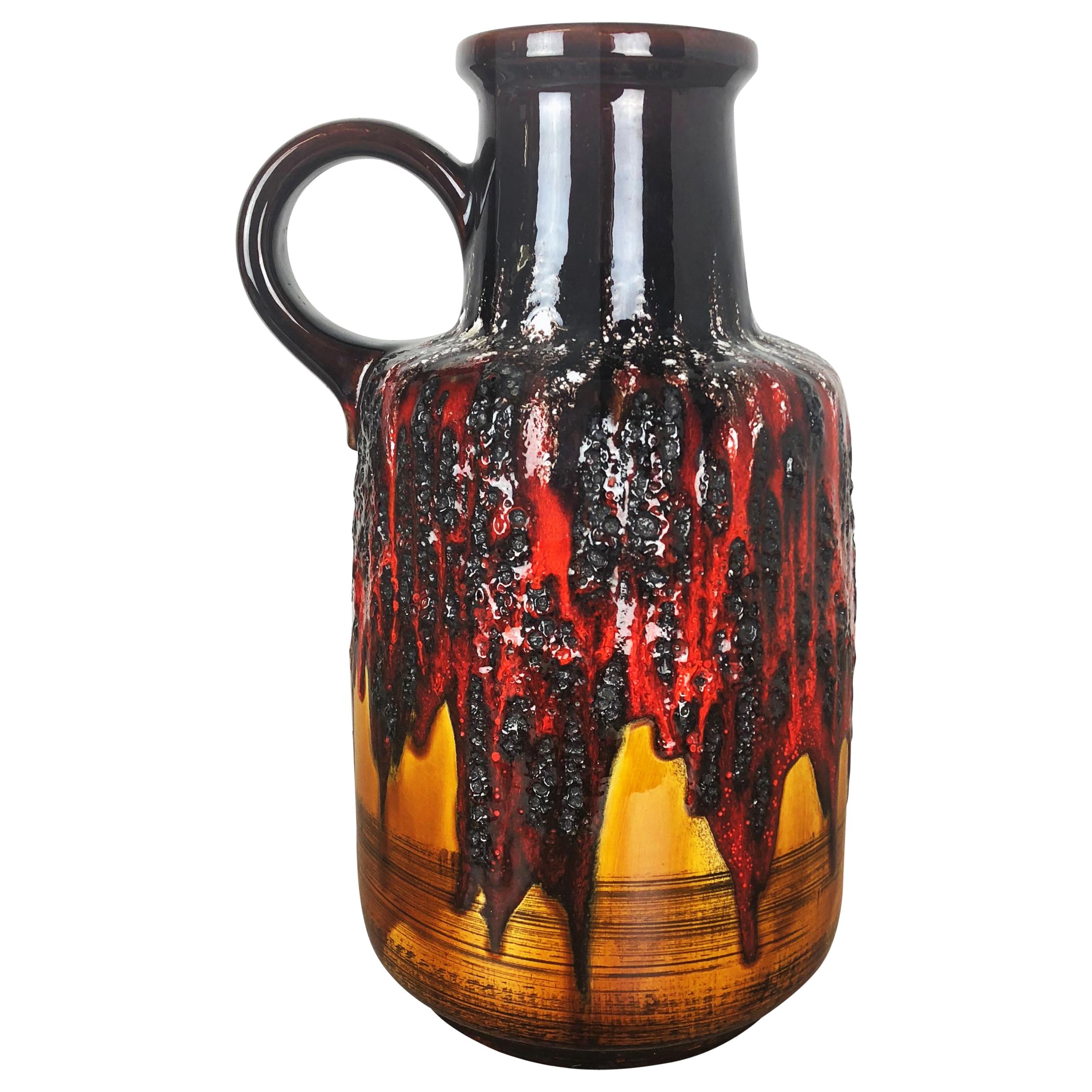 Große große Keramik-Vase Super Multi-Color Fett Lava Scheurich WGP, 1970er Jahre im Angebot