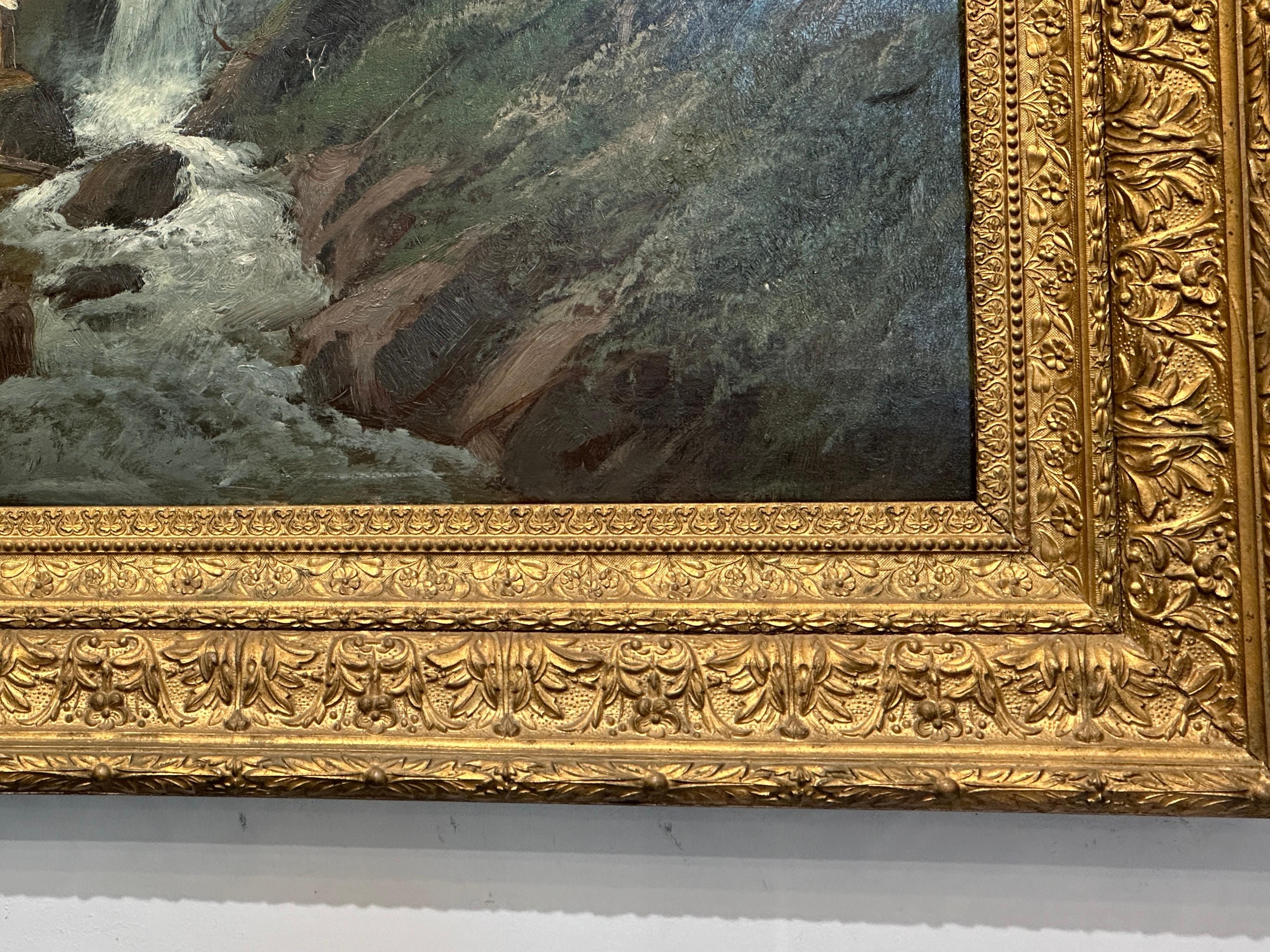 Hand-Painted Pacific Northwest Landscape, Large Painting by Frederick Schafer For Sale