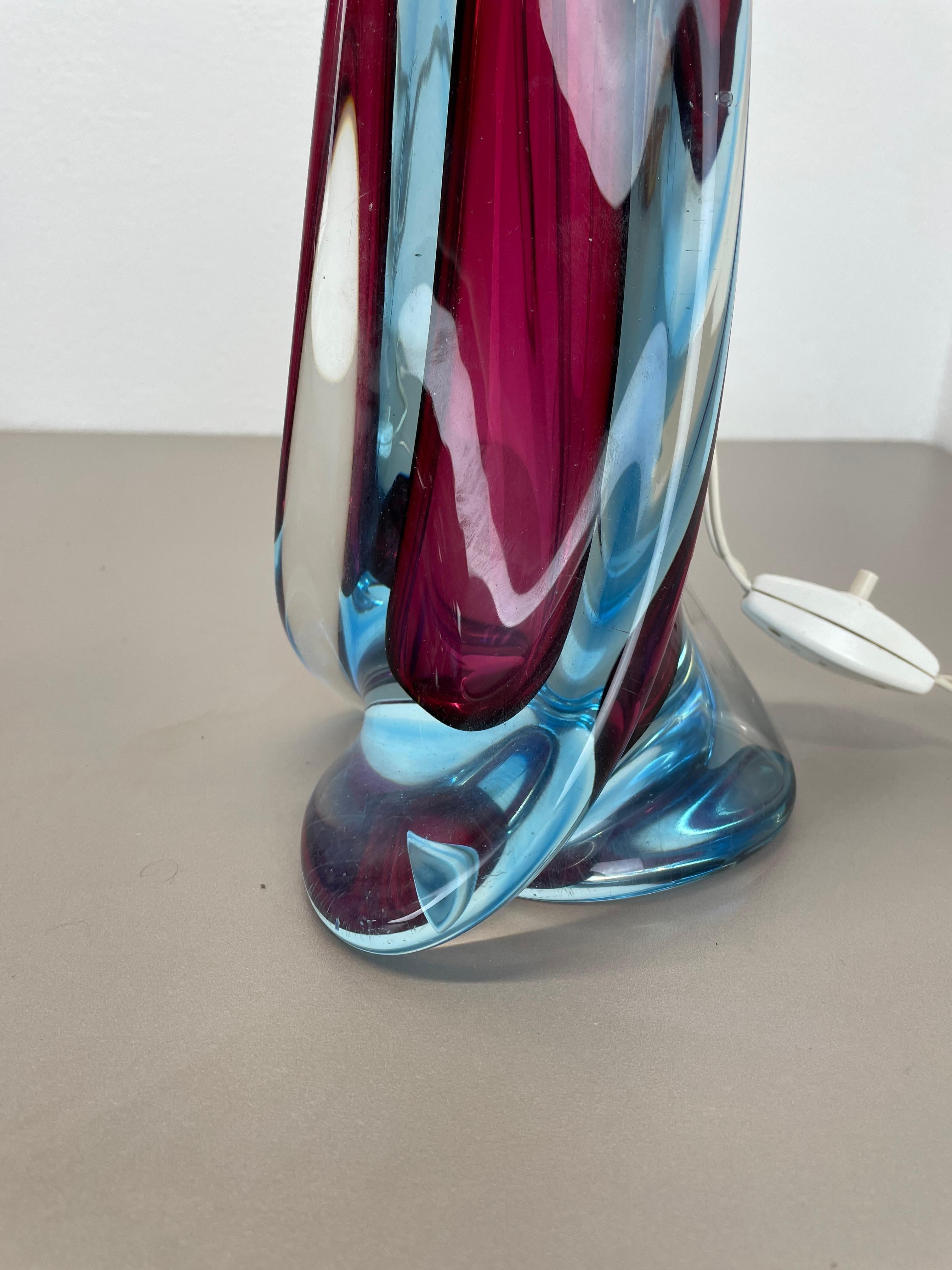 Großes Murano Glass Sommerso 41cm FLAVIO POLI attr. Tischleuchte, Italien, 1960er-Jahre (20. Jahrhundert) im Angebot