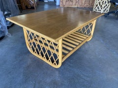 Large Rectangle Rattan Coffee Table with Diamond Link Side