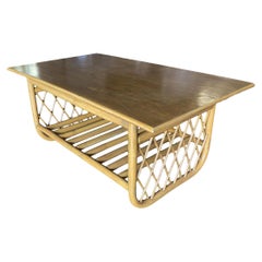 Large Rectangle Rattan Coffee Table with Diamond Link Side