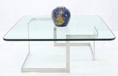 Large Square Thick Glass Top Coffee Table