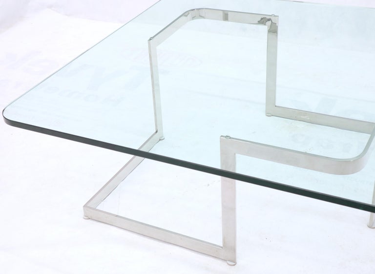 Large Square Thick Glass Top Coffee Table For Sale at 1stDibs large