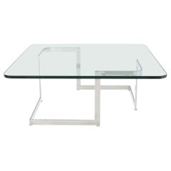 Large Square Thick Glass Top Coffee Table