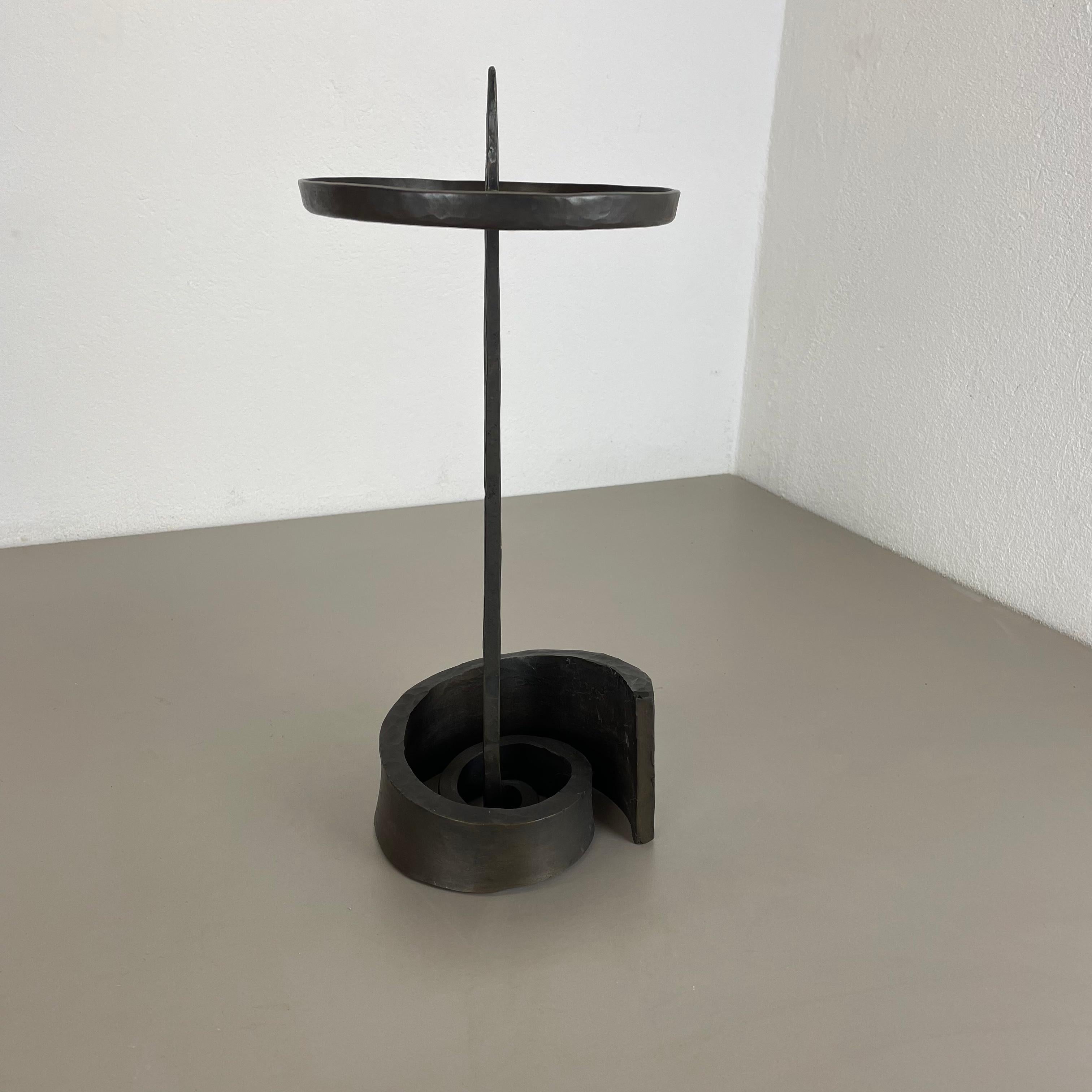 20th Century Large 3.9kg Brutalist Bronze Candleholder by Manfred Bergmeister, 1970s For Sale