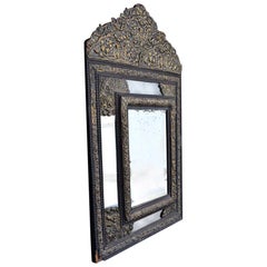 Large 19th Century Dutch Baroque Style Repousse Cushion Mirror