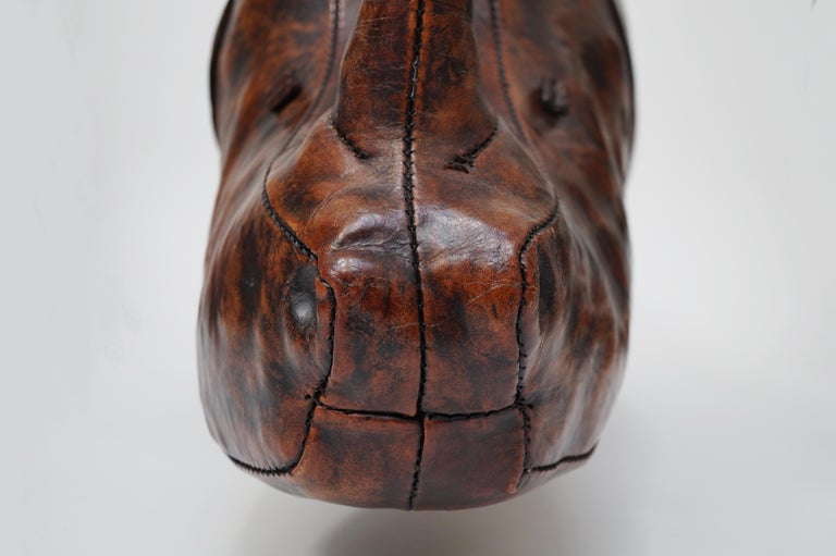 Leather Rhino Stool by Dimitri Omersa for Abercrombie and Fitch, Signed