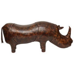 Leather Rhino Stool by Dimitri Omersa for Abercrombie & Fitch, Signed