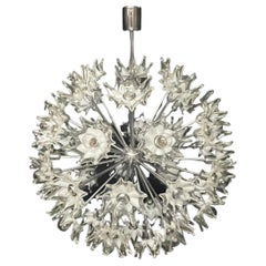 Large 43, Light Murano Spiked Glass Ball Sputnik Chandelier by Mazzega, 1960s