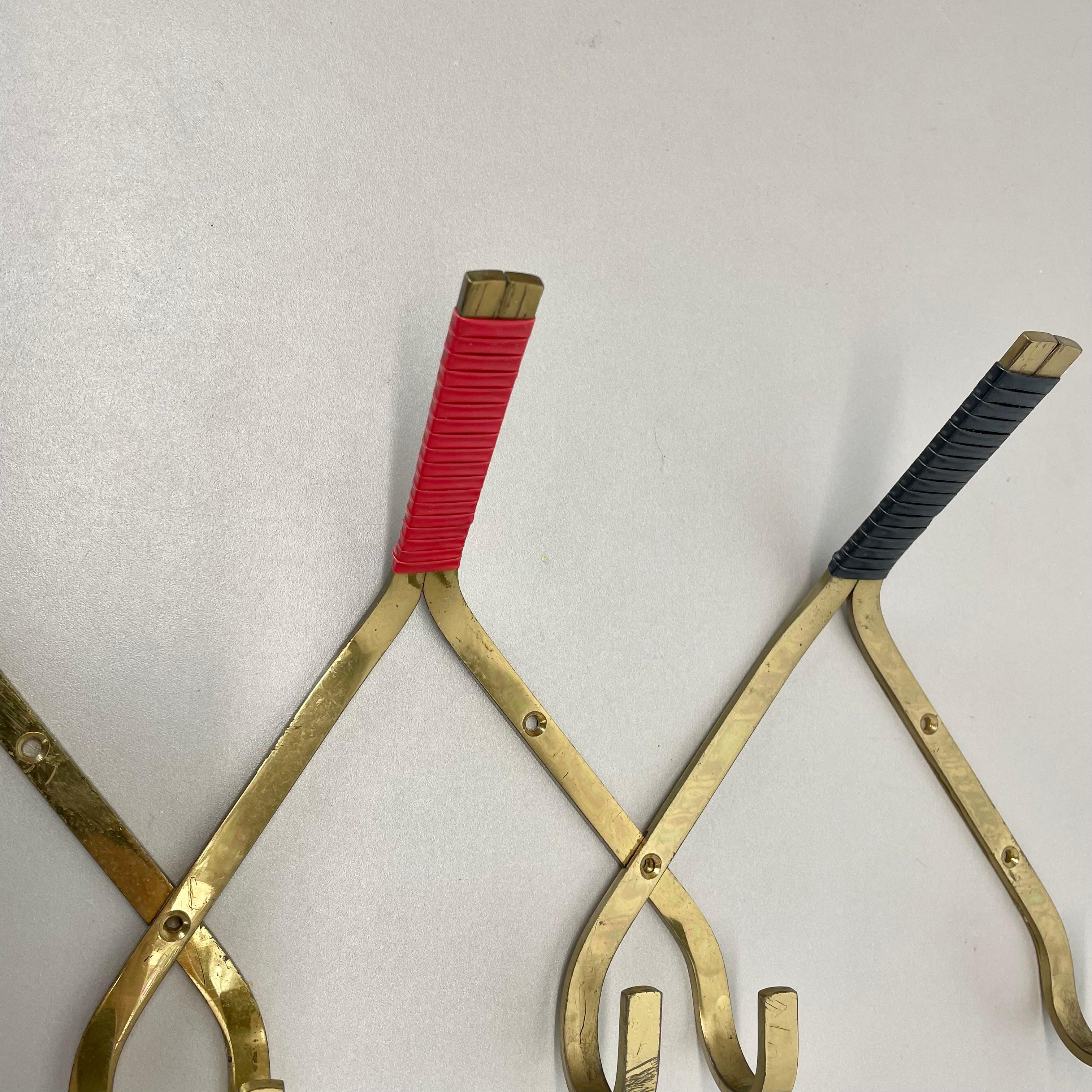 large 43cm Auböck Style brass Wardrobe Hook Coat Rack Element, France 1950s 3