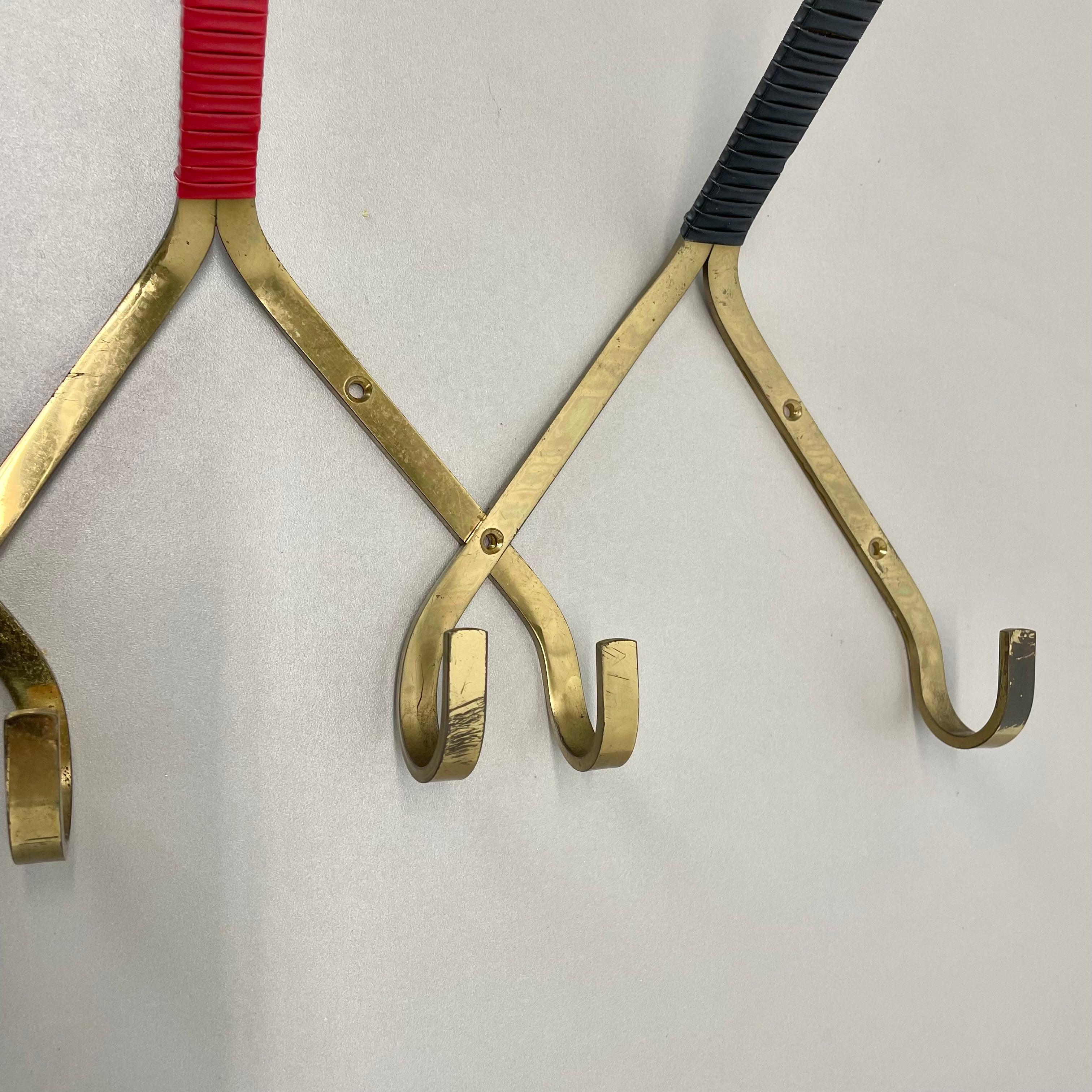 large 43cm Auböck Style brass Wardrobe Hook Coat Rack Element, France 1950s 4