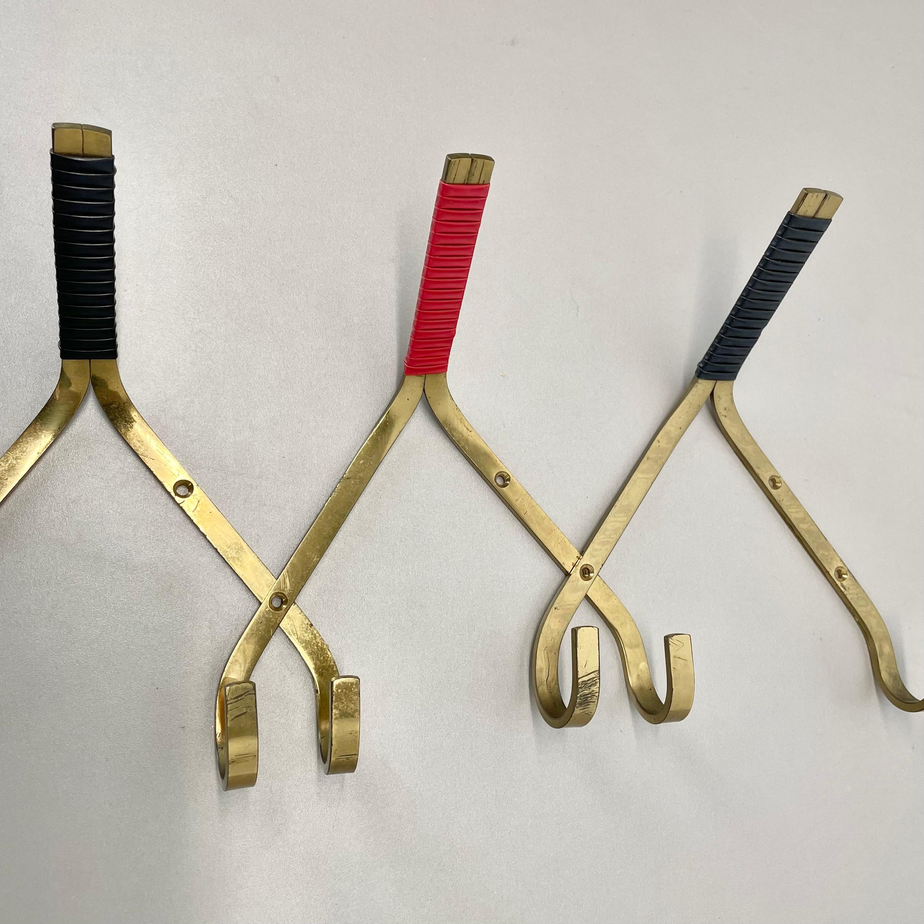 large 43cm Auböck Style brass Wardrobe Hook Coat Rack Element, France 1950s 5
