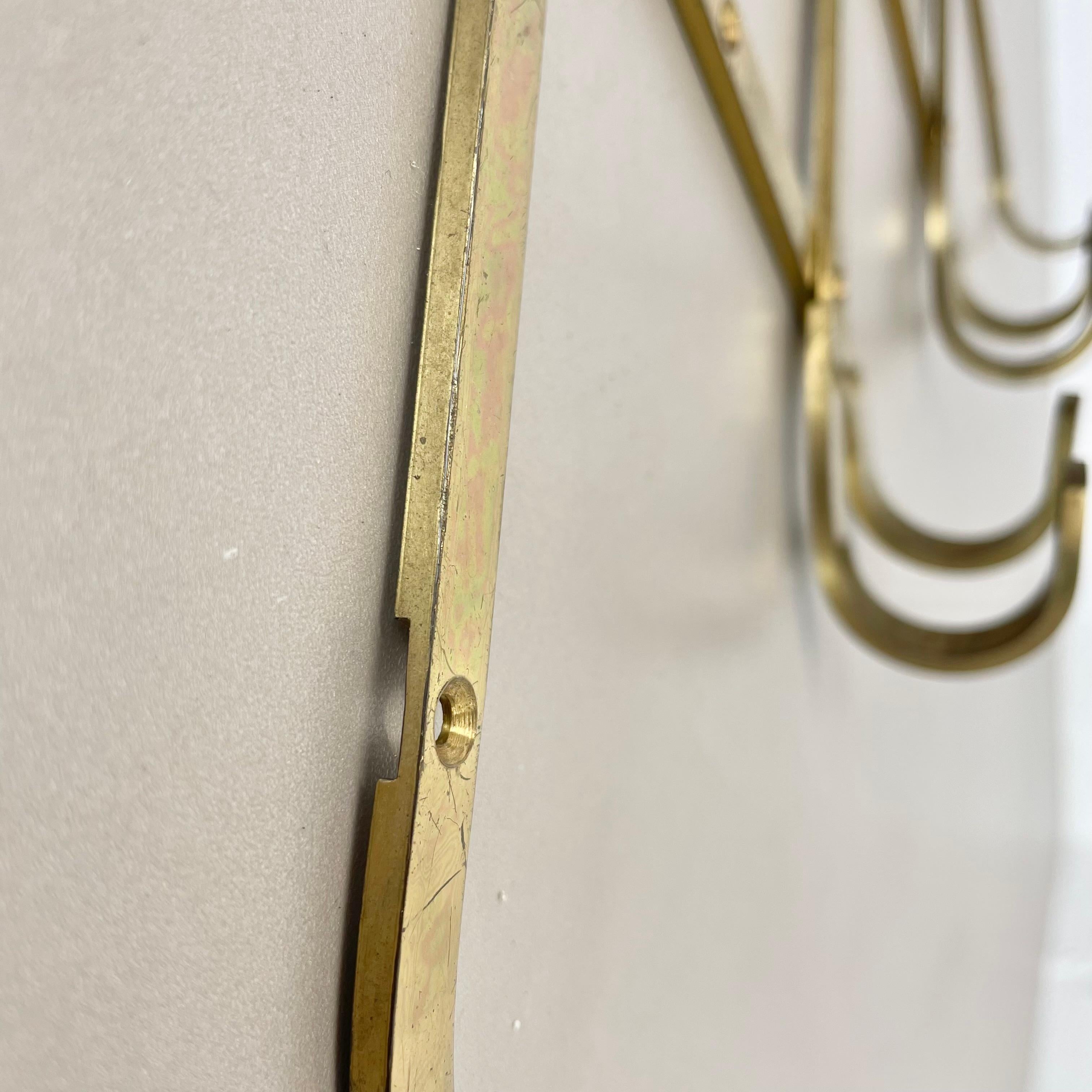 large 43cm Auböck Style brass Wardrobe Hook Coat Rack Element, France 1950s 7