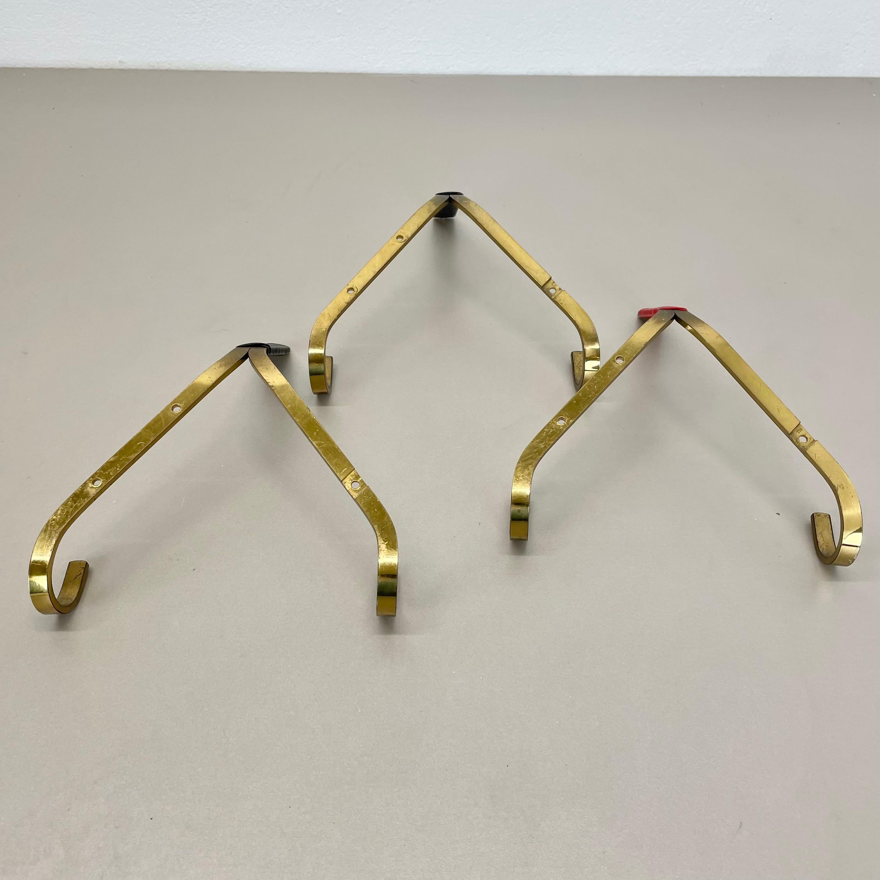 large 43cm Auböck Style brass Wardrobe Hook Coat Rack Element, France 1950s 8