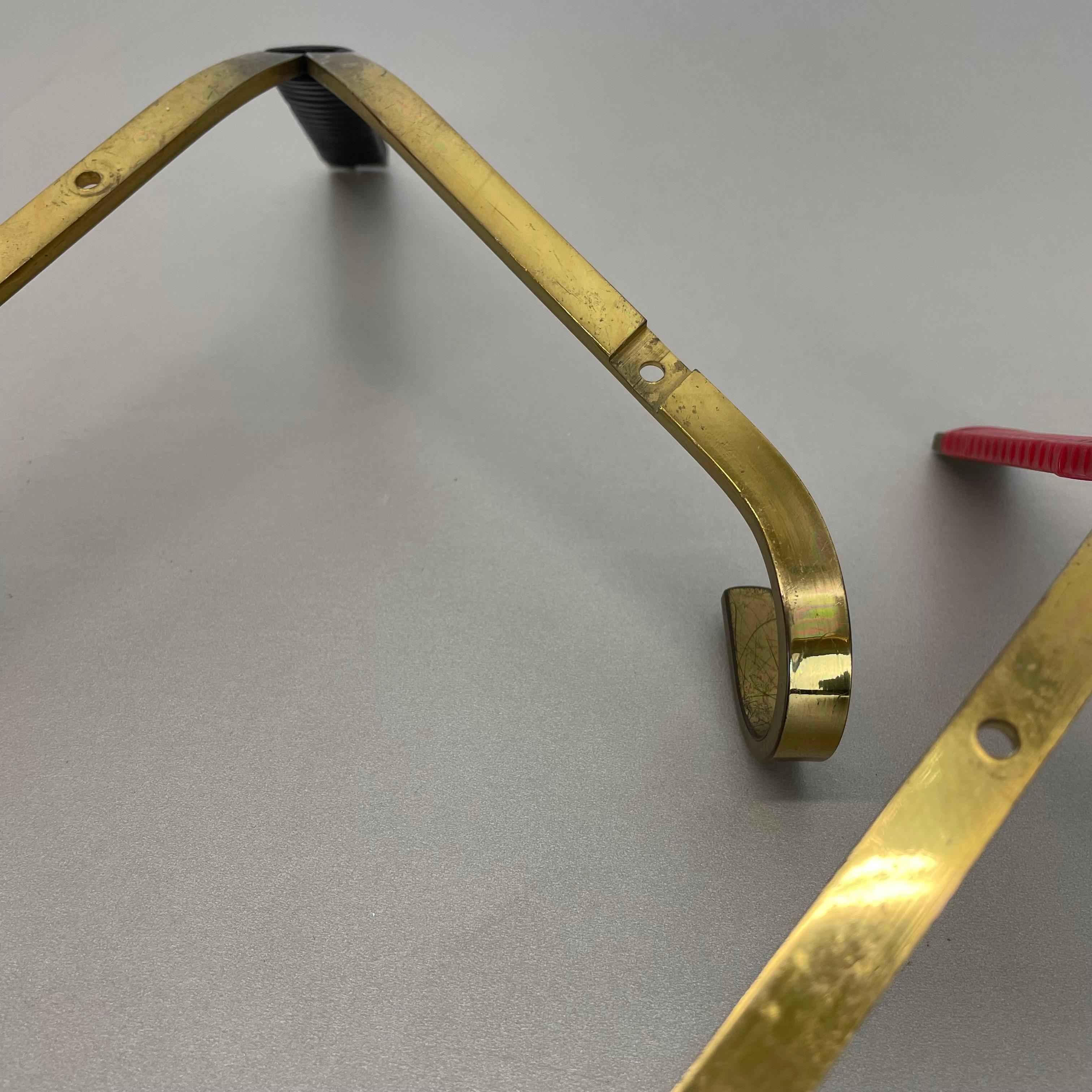 large 43cm Auböck Style brass Wardrobe Hook Coat Rack Element, France 1950s 10
