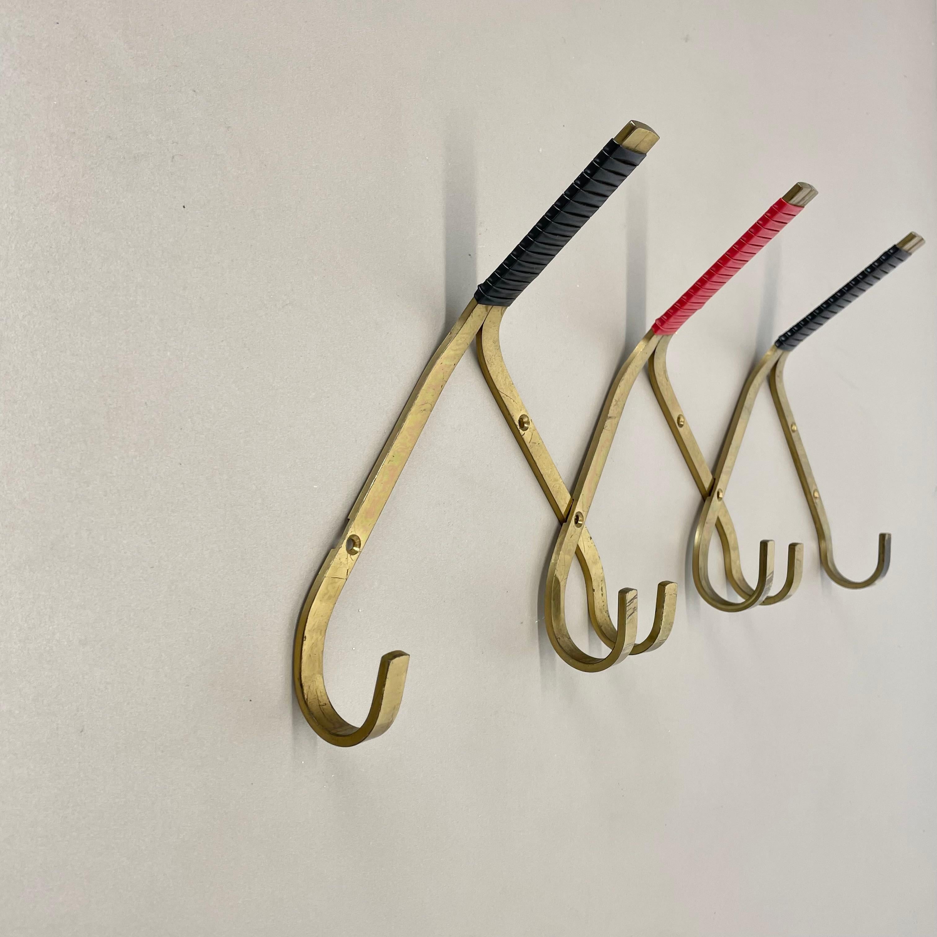 large 43cm Auböck Style brass Wardrobe Hook Coat Rack Element, France 1950s In Good Condition In Kirchlengern, DE