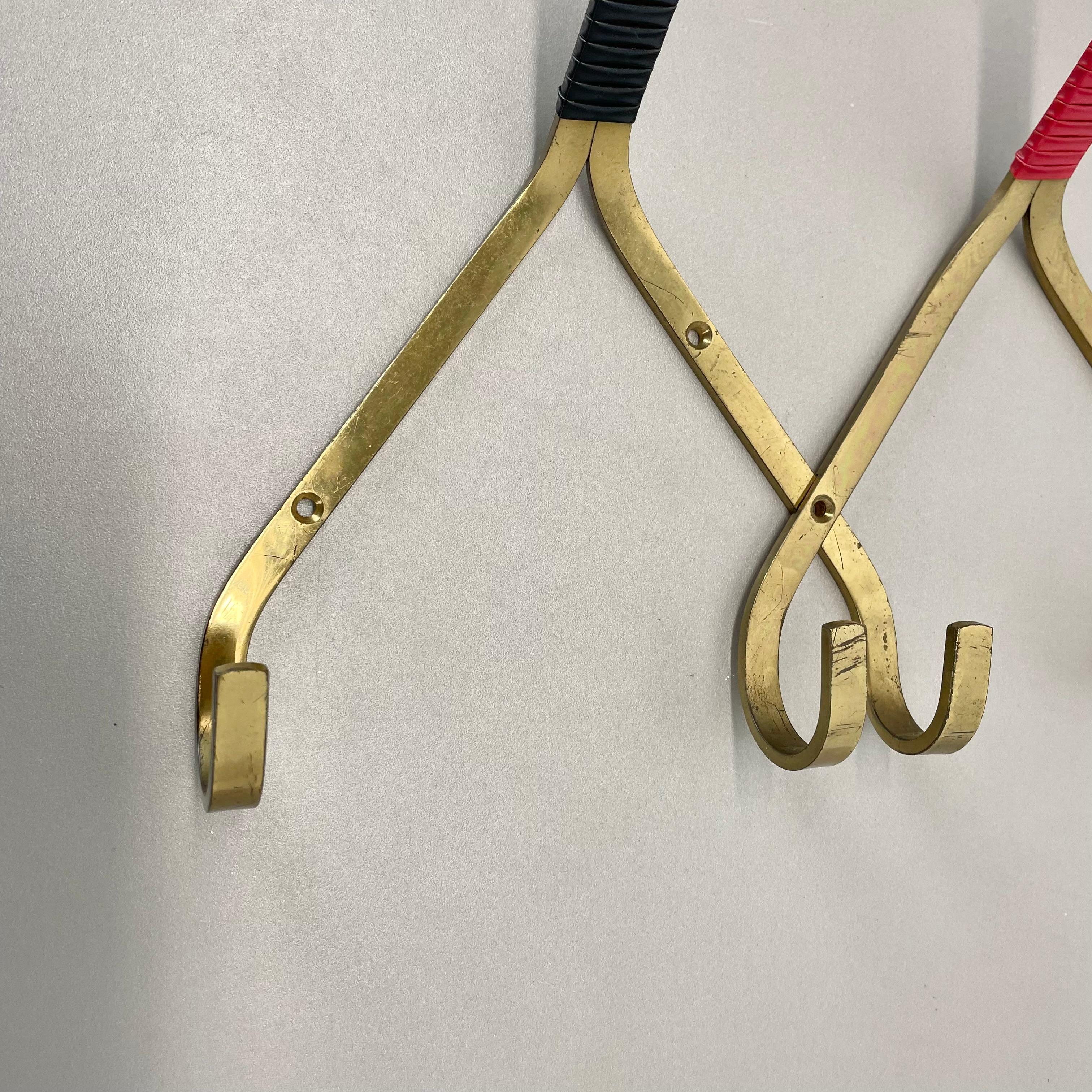 large 43cm Auböck Style brass Wardrobe Hook Coat Rack Element, France 1950s 1