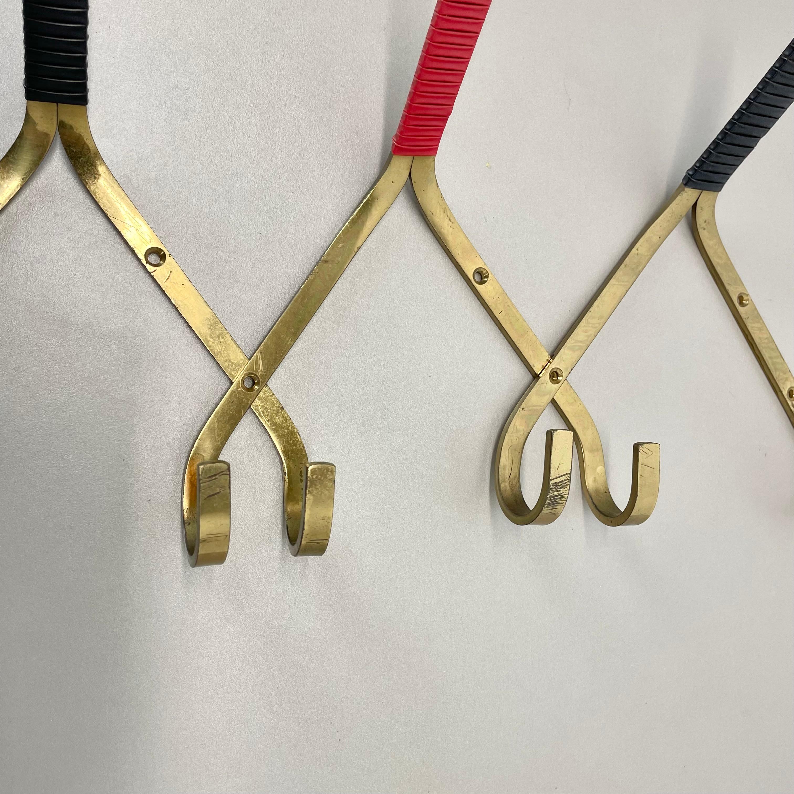 large 43cm Auböck Style brass Wardrobe Hook Coat Rack Element, France 1950s 2