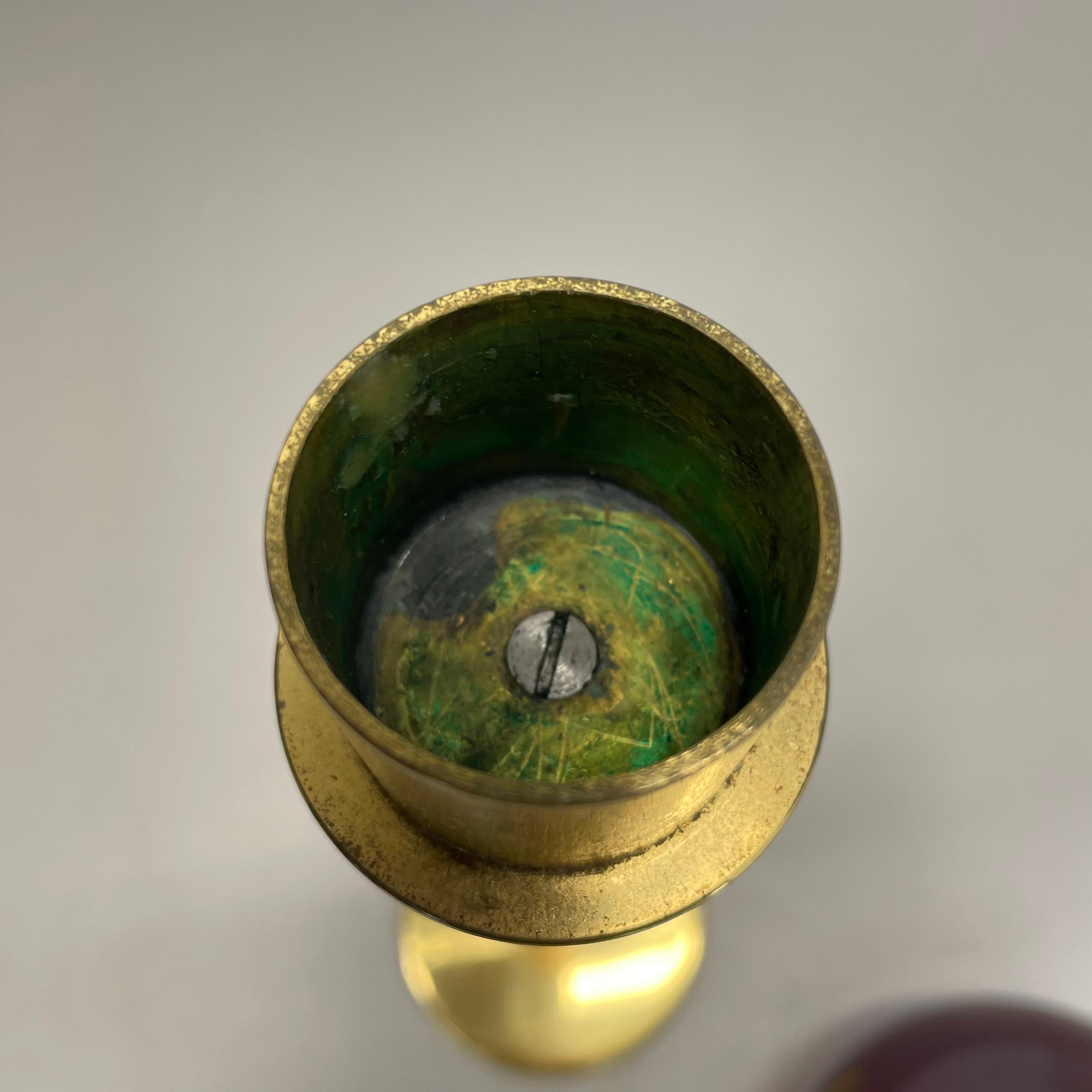 large 43cm Brass Glass Candleholder Made by Hans-Agne Jakobsson Ab, Sweden 1960s For Sale 8