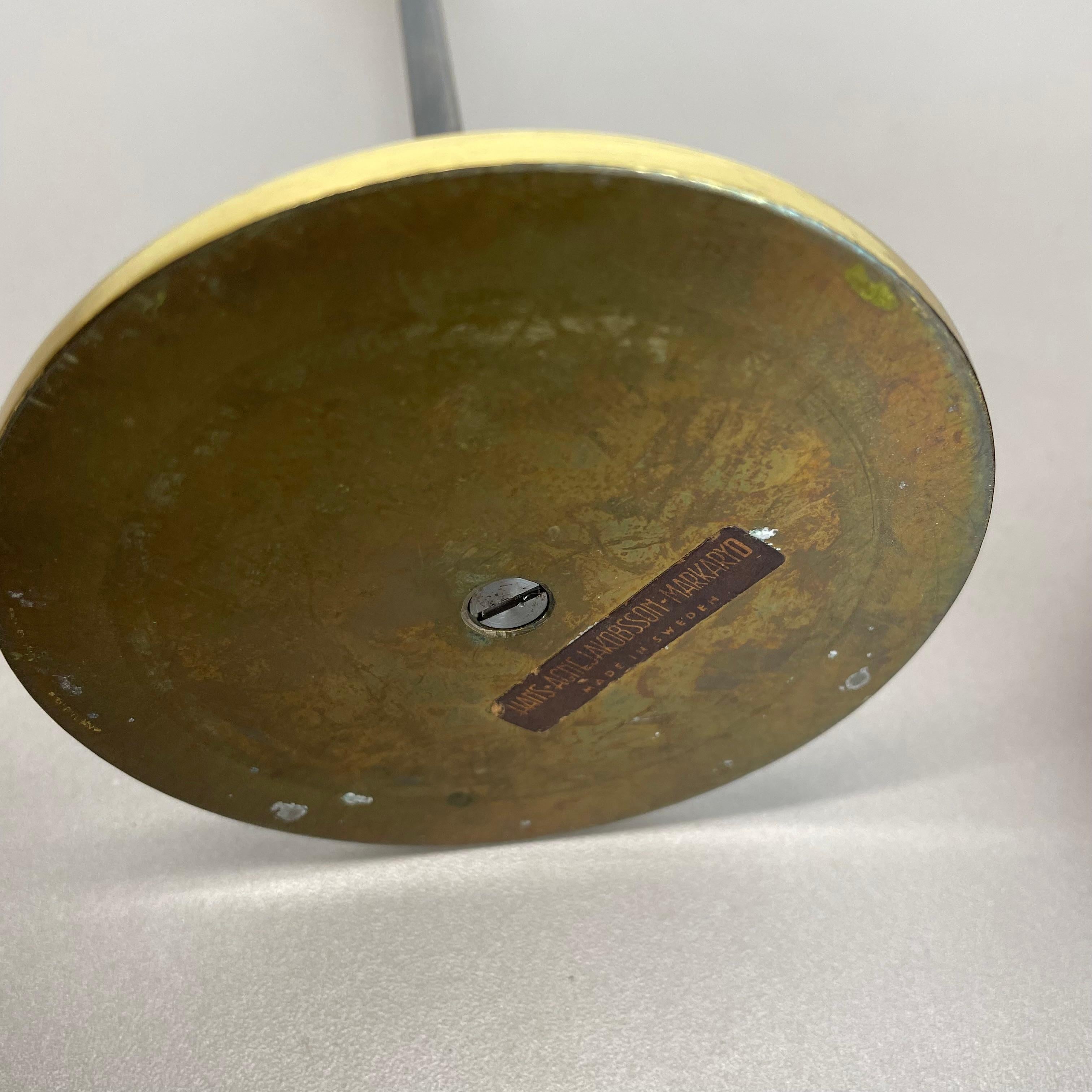 large 43cm Brass Glass Candleholder Made by Hans-Agne Jakobsson Ab, Sweden 1960s For Sale 13