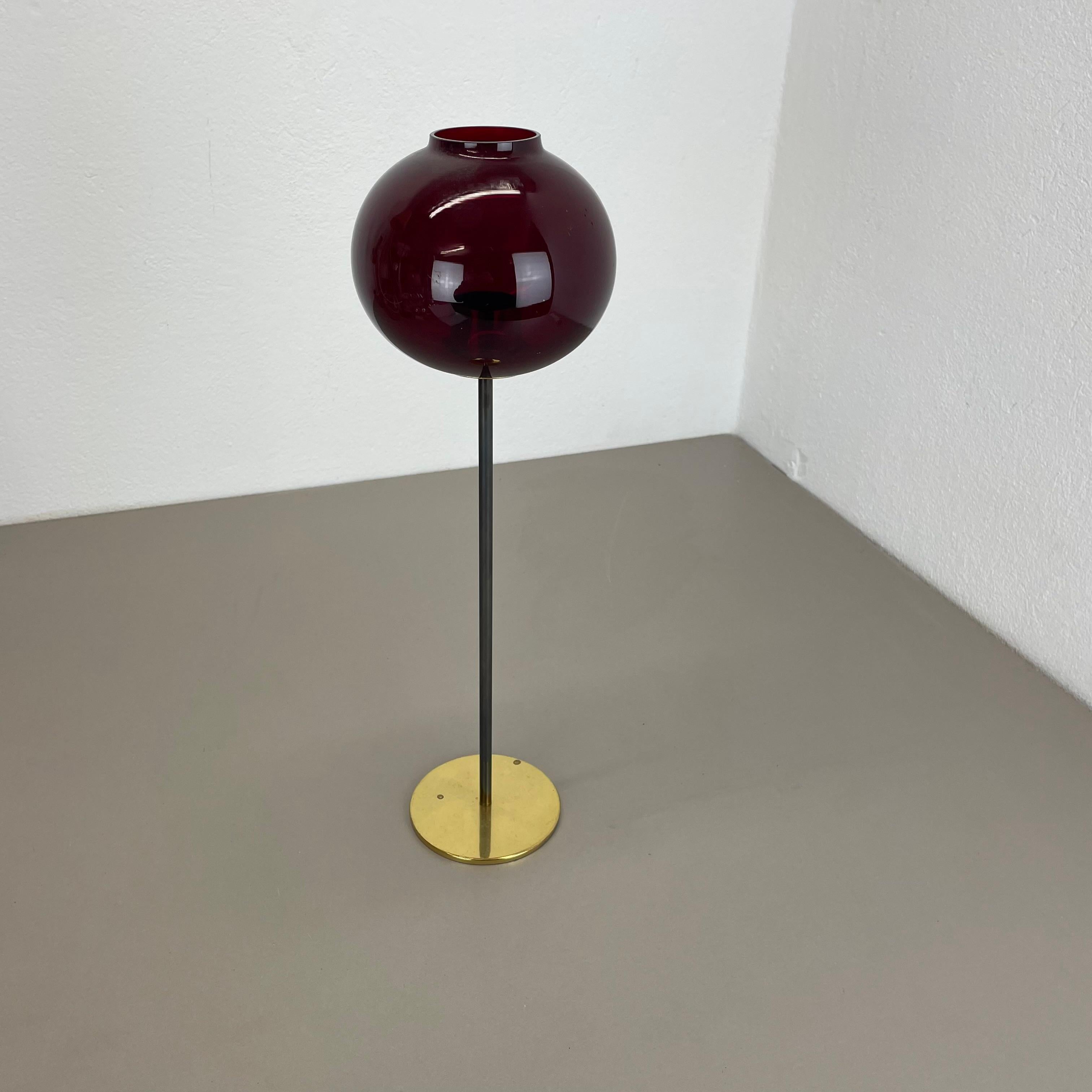 Mid-Century Modern large 43cm Brass Glass Candleholder Made by Hans-Agne Jakobsson Ab, Sweden 1960s For Sale