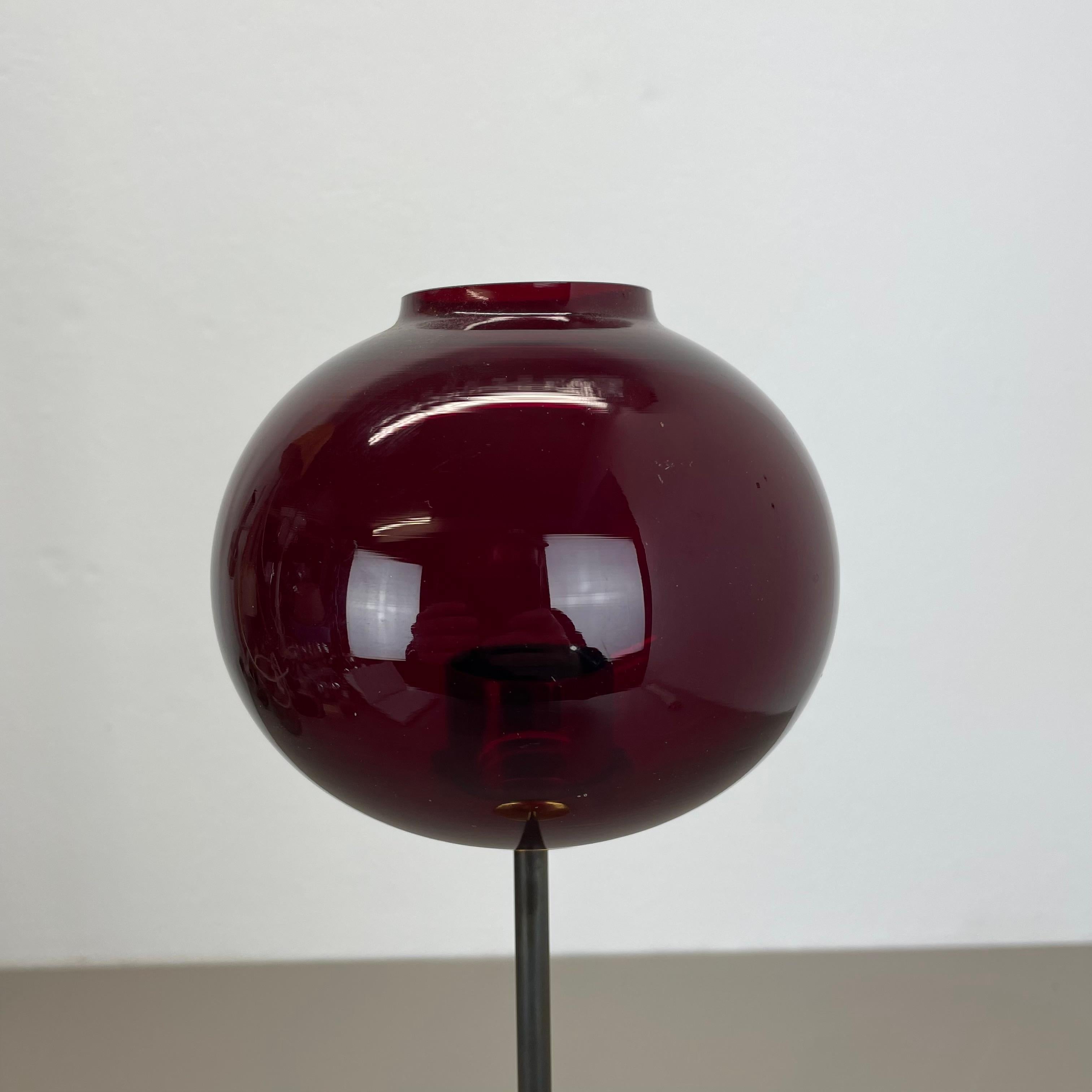 Swedish large 43cm Brass Glass Candleholder Made by Hans-Agne Jakobsson Ab, Sweden 1960s For Sale