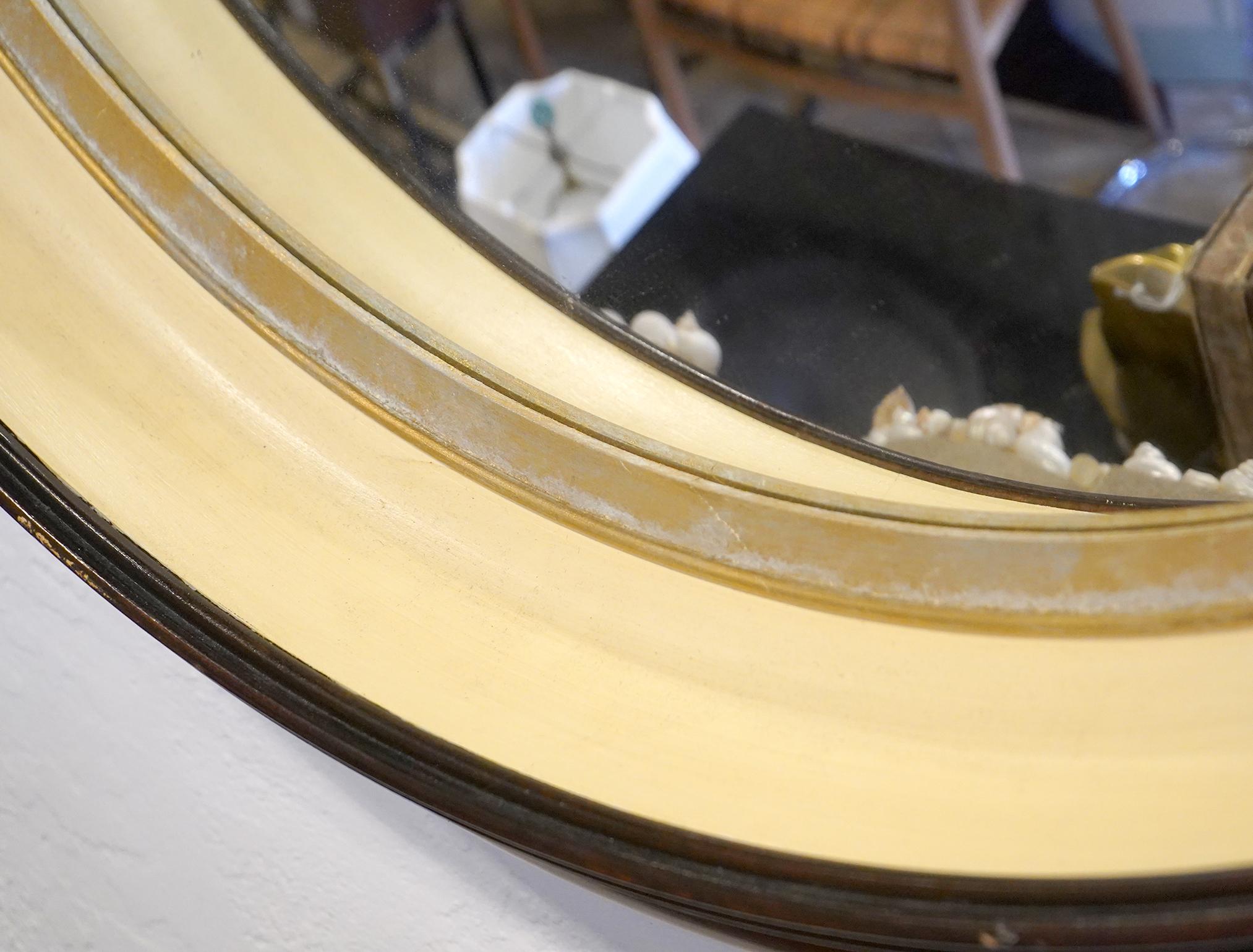 Large 44 Inch Mahogany Convex Wall Mirror 20th Century. For Sale 2