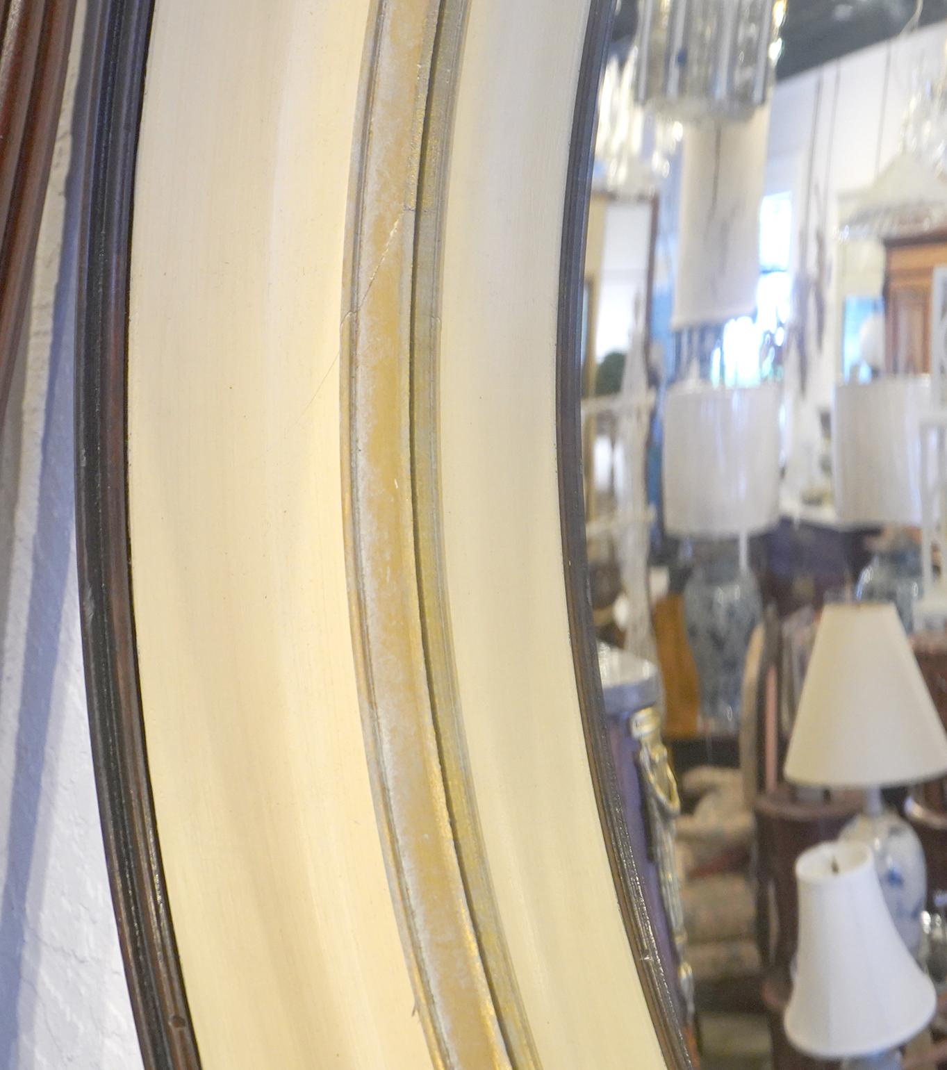 Large 44 Inch Mahogany Convex Wall Mirror 20th Century. For Sale 3