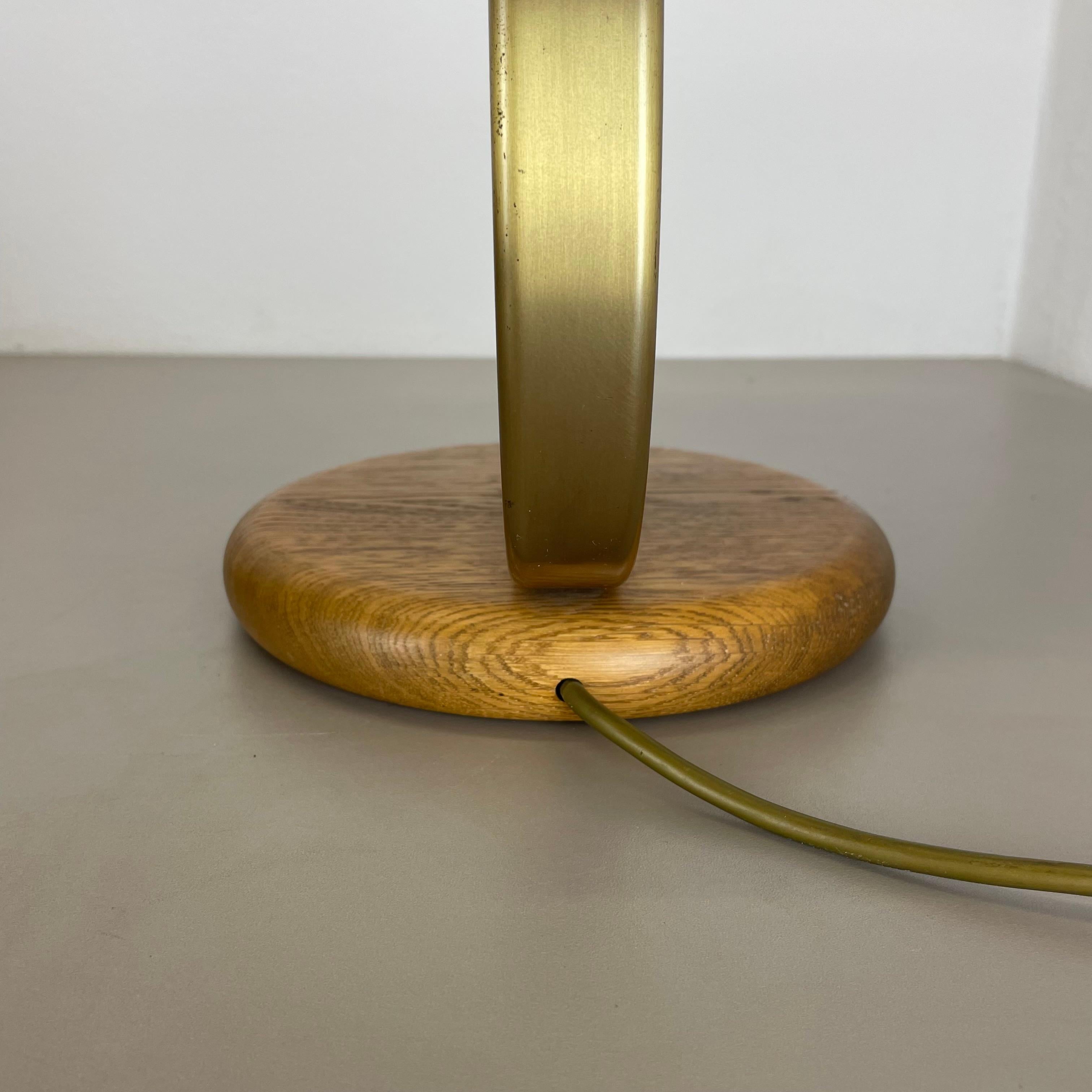 Large 44cm brass and oak wood Table Light Made Temde Lights, Germany, 1970s For Sale 9