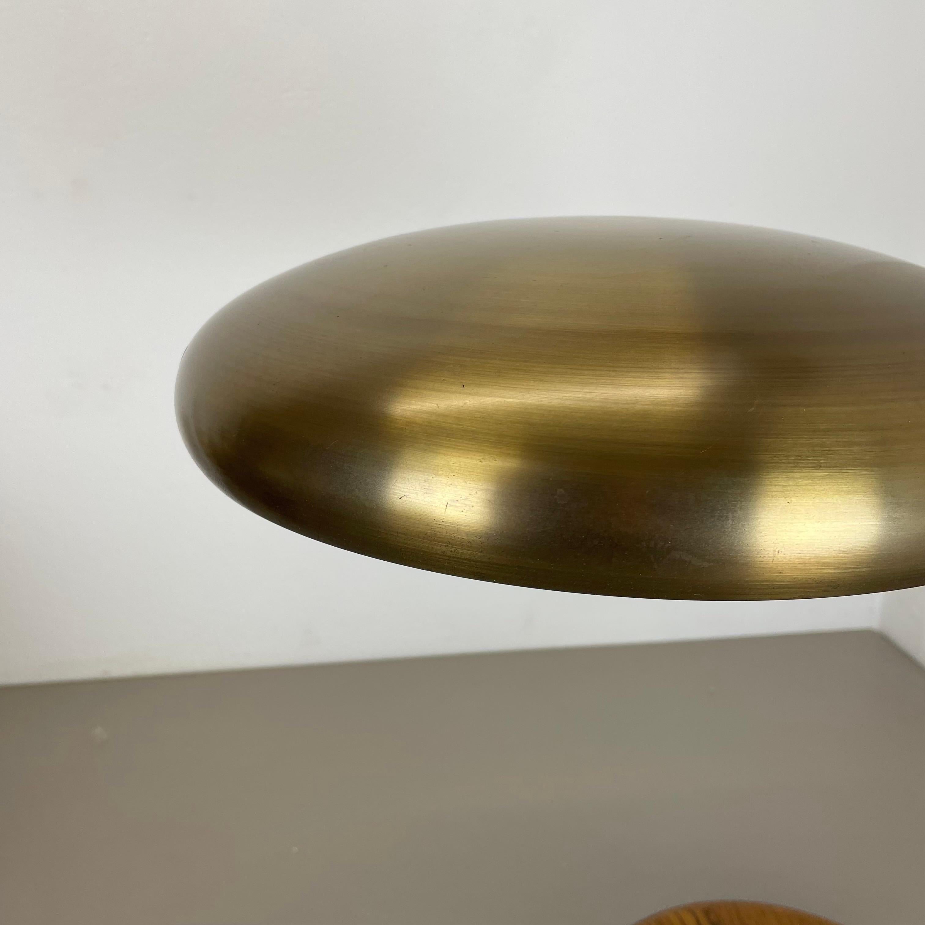 20th Century Large 44cm brass and oak wood Table Light Made Temde Lights, Germany, 1970s For Sale