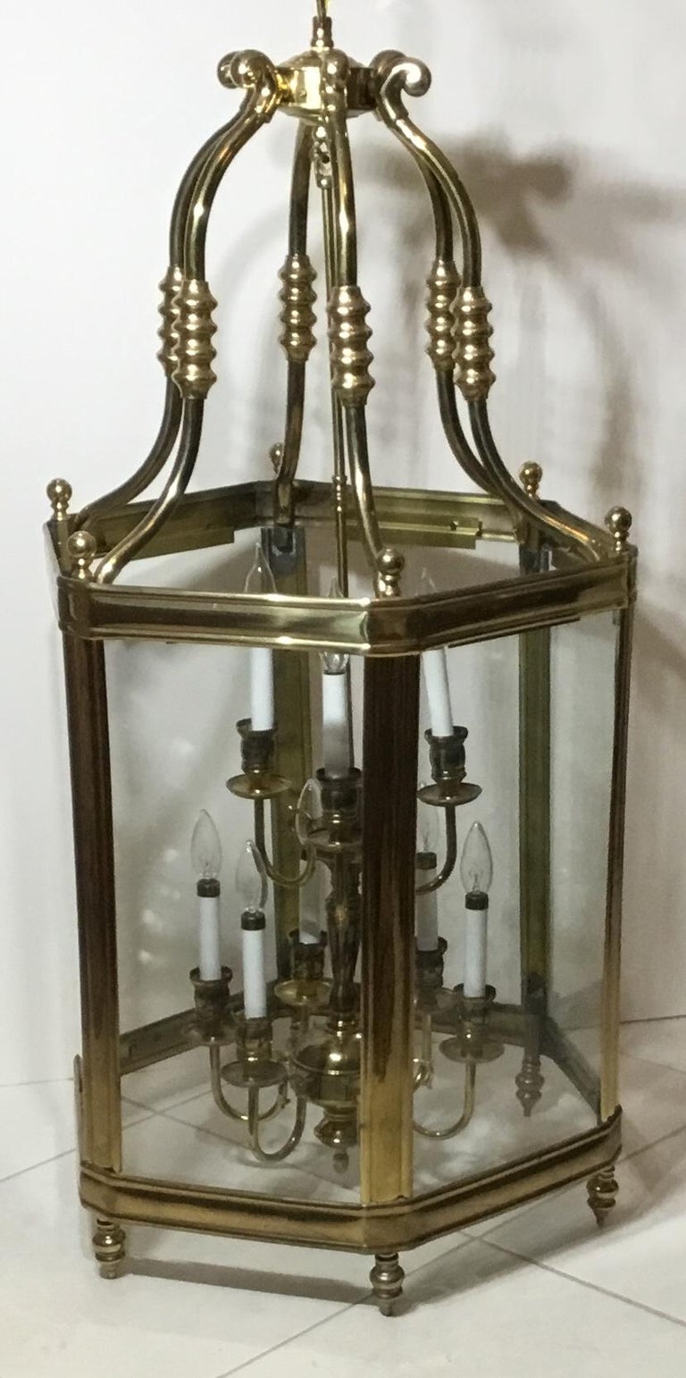 Large Brass Hanging Chandelier Or Lantern at 1stDibs