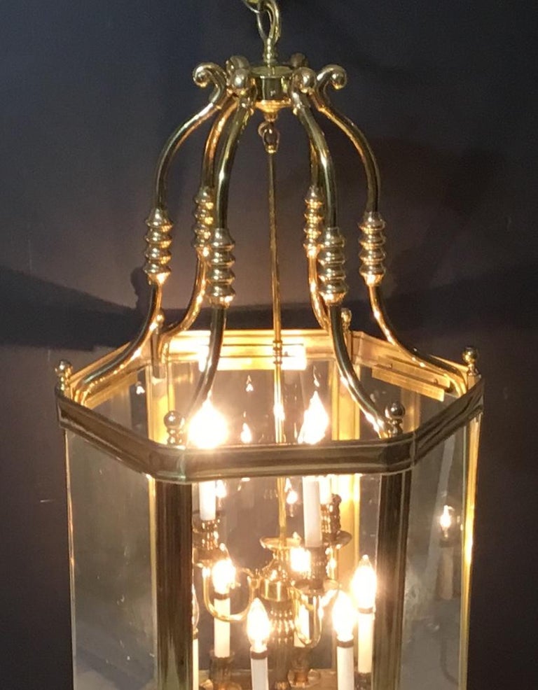 Large Brass Hanging Chandelier Or Lantern at 1stDibs